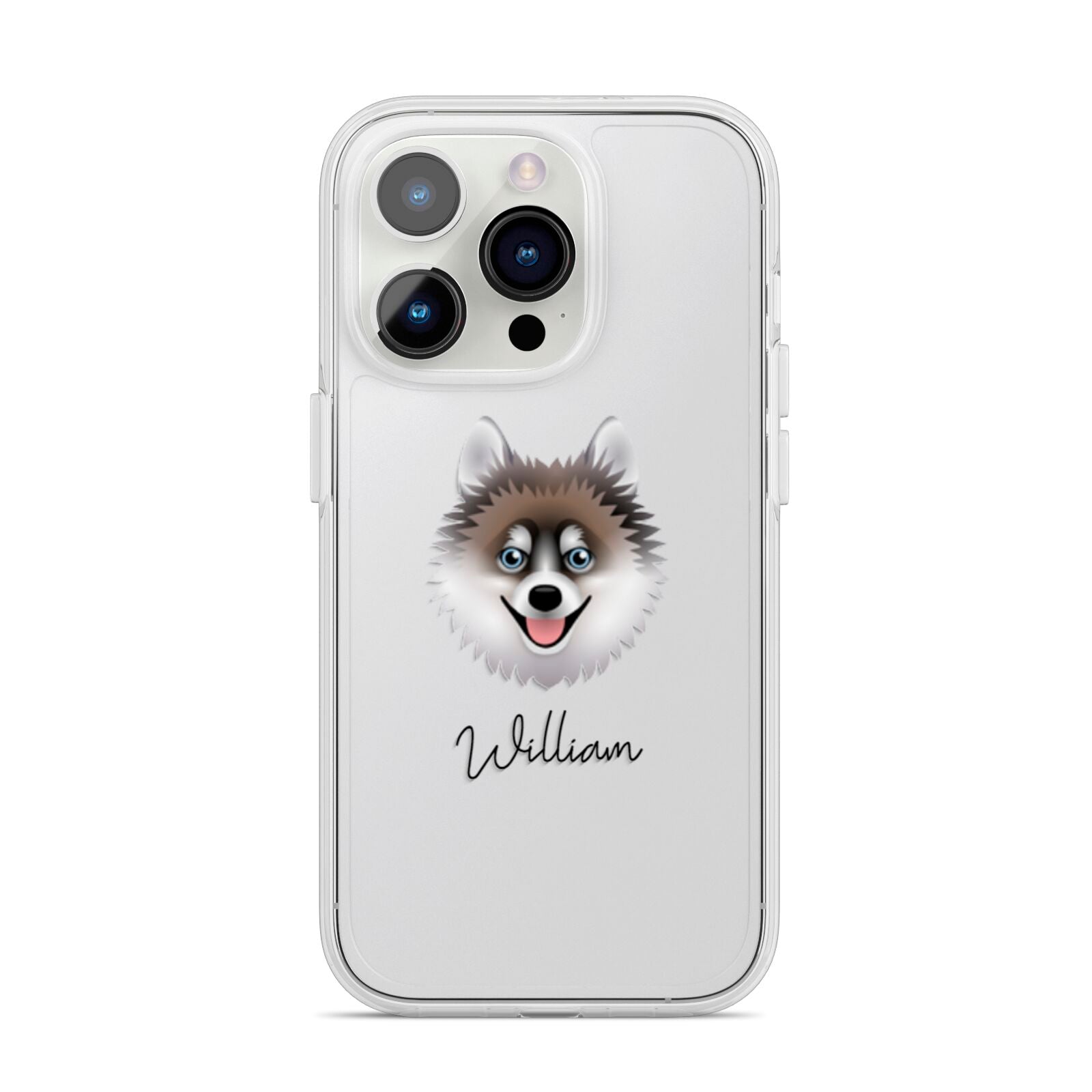Pomsky Personalised iPhone 14 Pro Clear Tough Case Silver