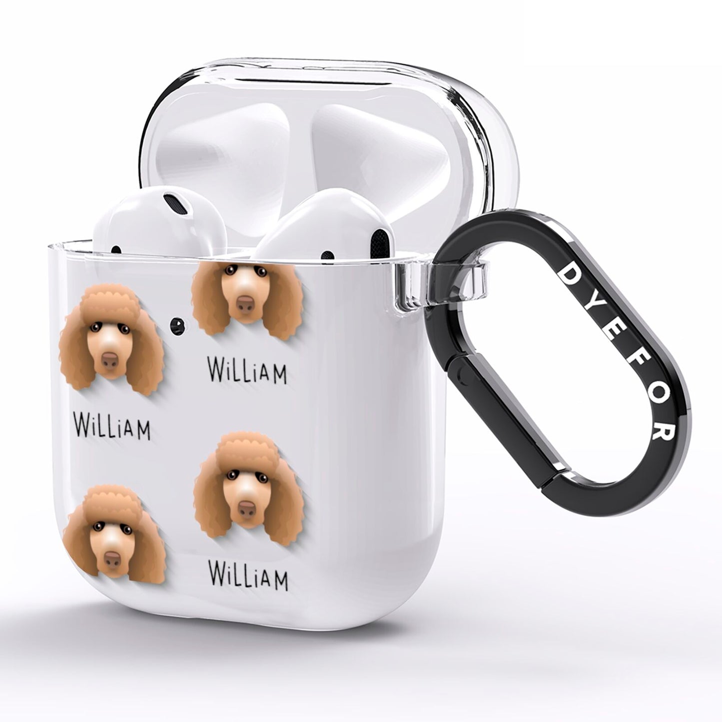 Poodle Icon with Name AirPods Clear Case Side Image