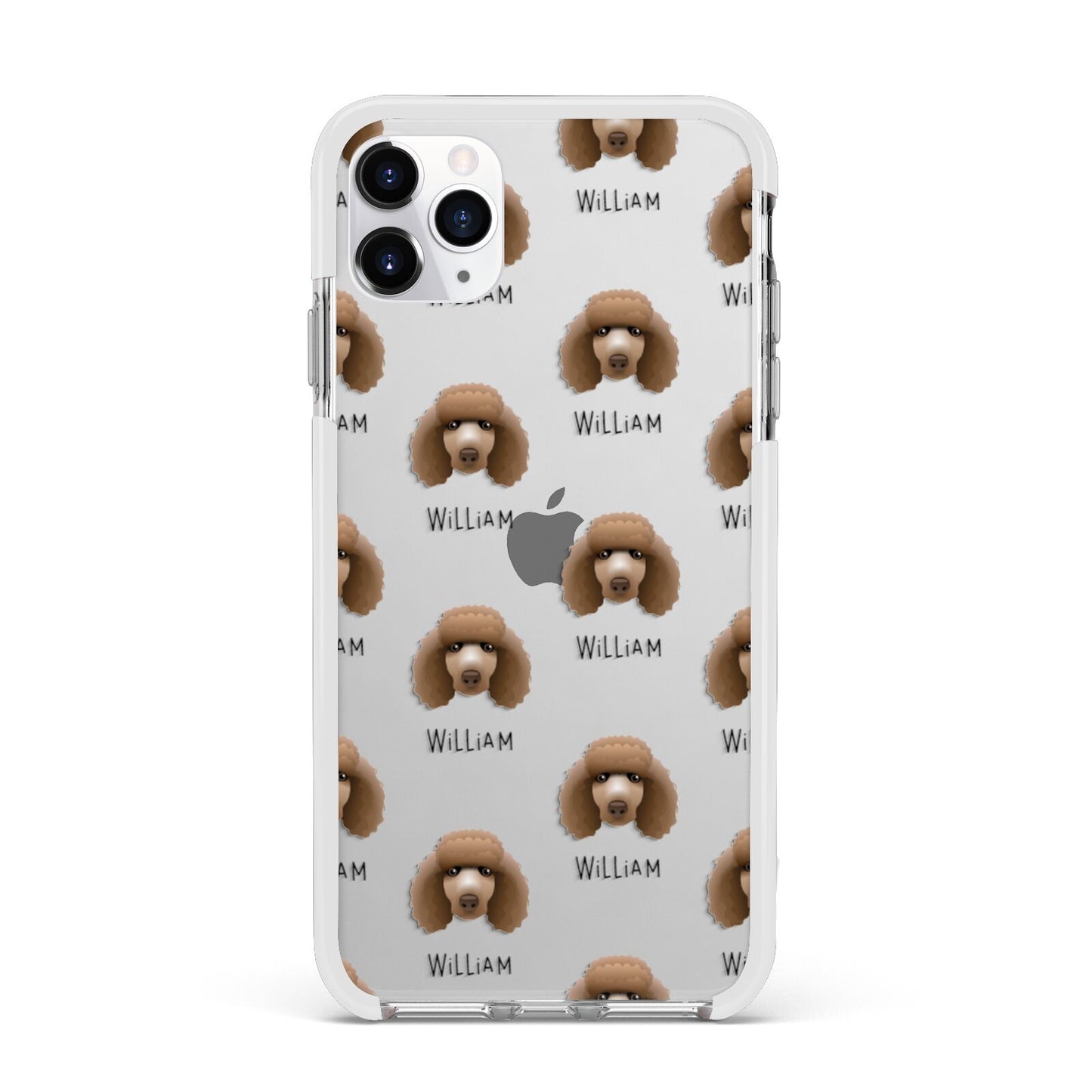 Poodle Icon with Name Apple iPhone 11 Pro Max in Silver with White Impact Case