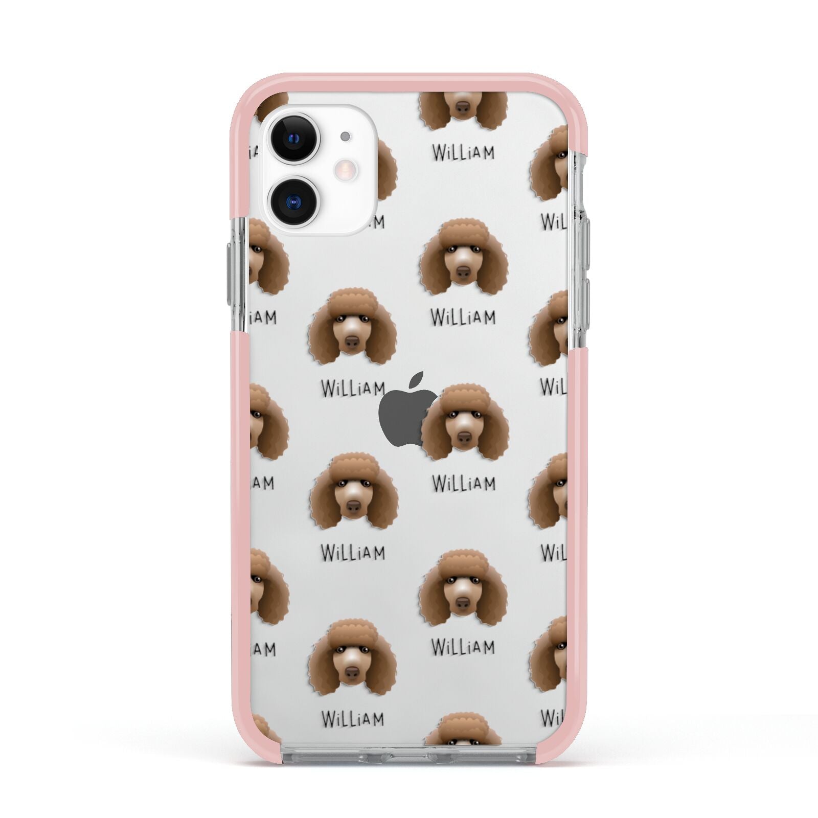 Poodle Icon with Name Apple iPhone 11 in White with Pink Impact Case