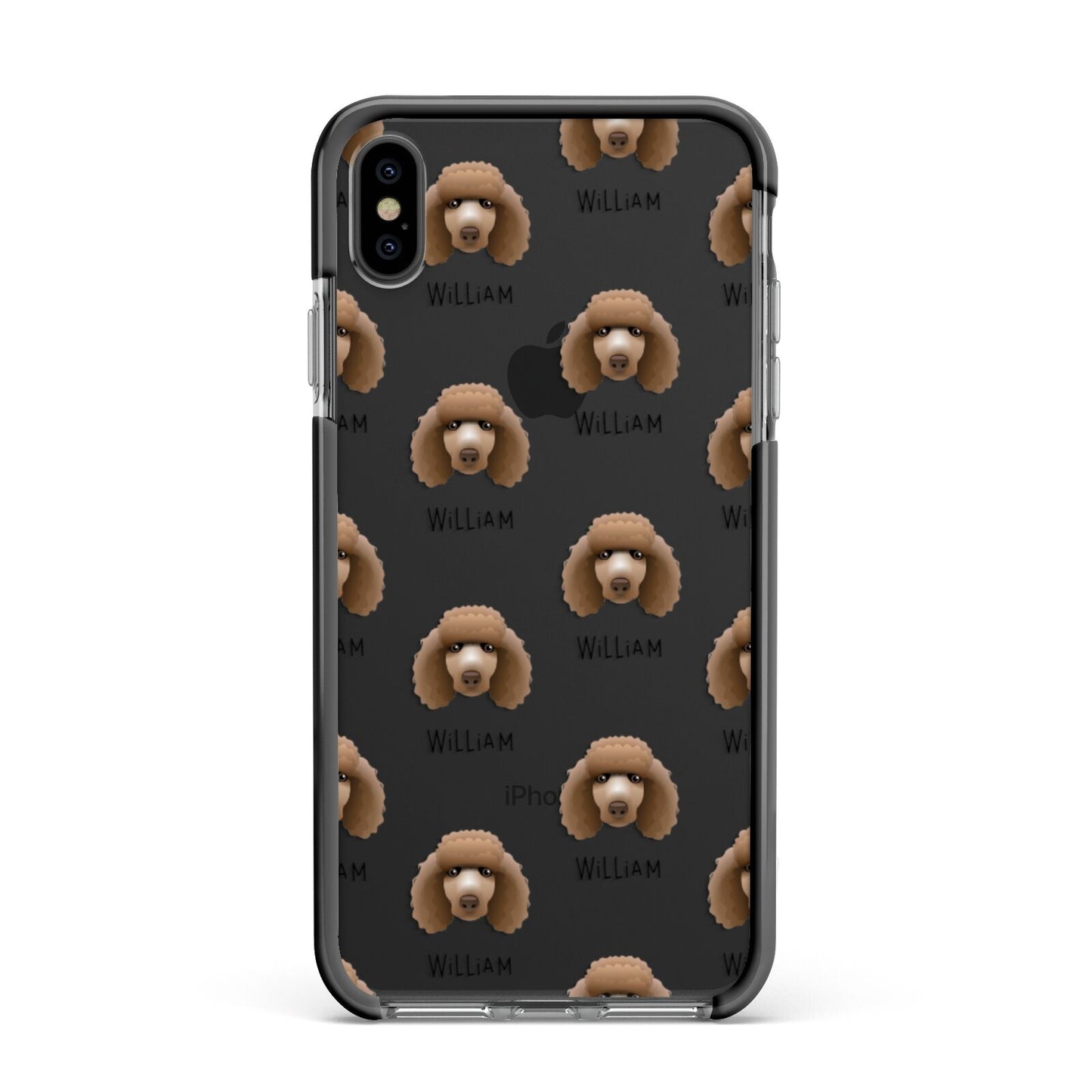 Poodle Icon with Name Apple iPhone Xs Max Impact Case Black Edge on Black Phone