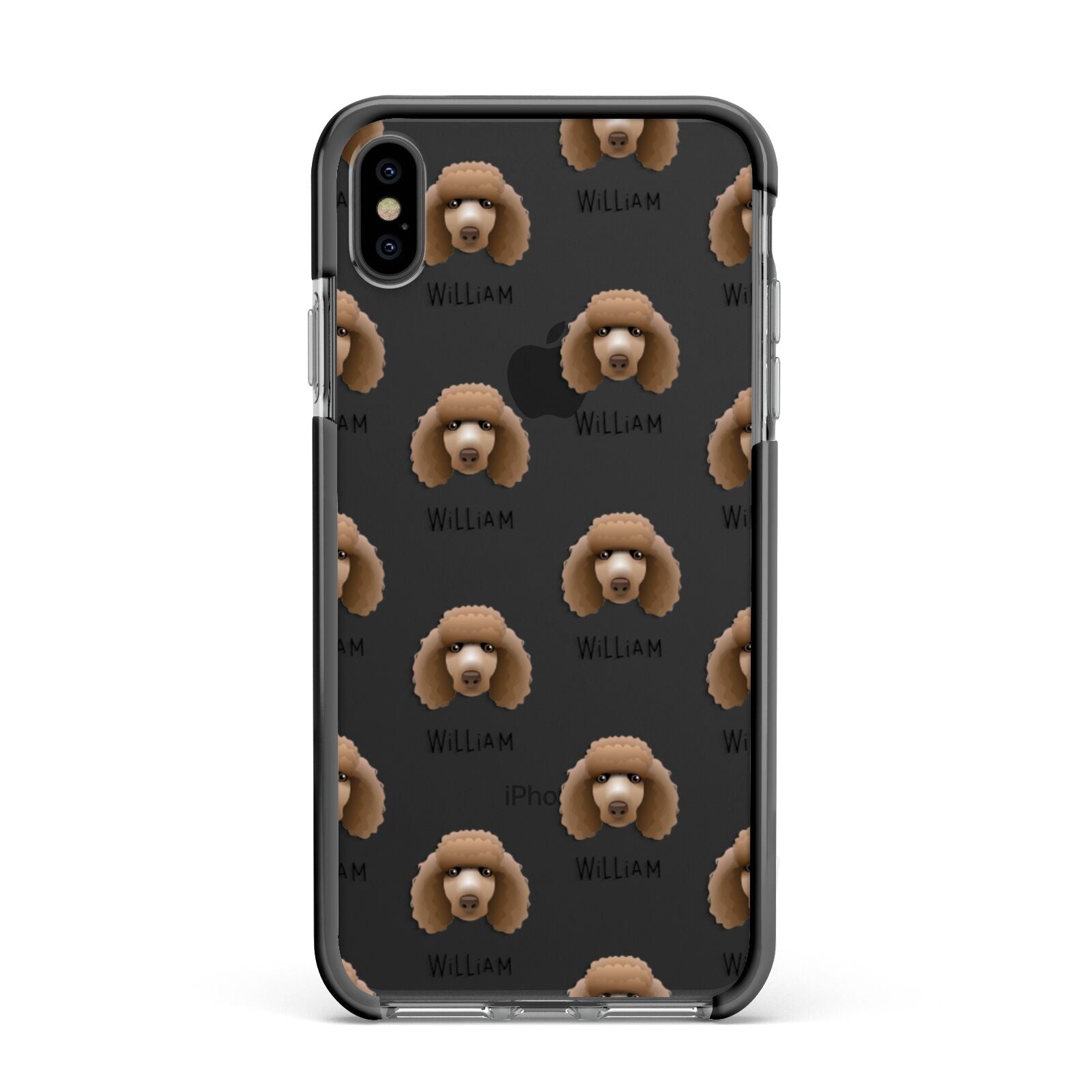Poodle Icon with Name Apple iPhone Xs Max Impact Case Black Edge on Black Phone