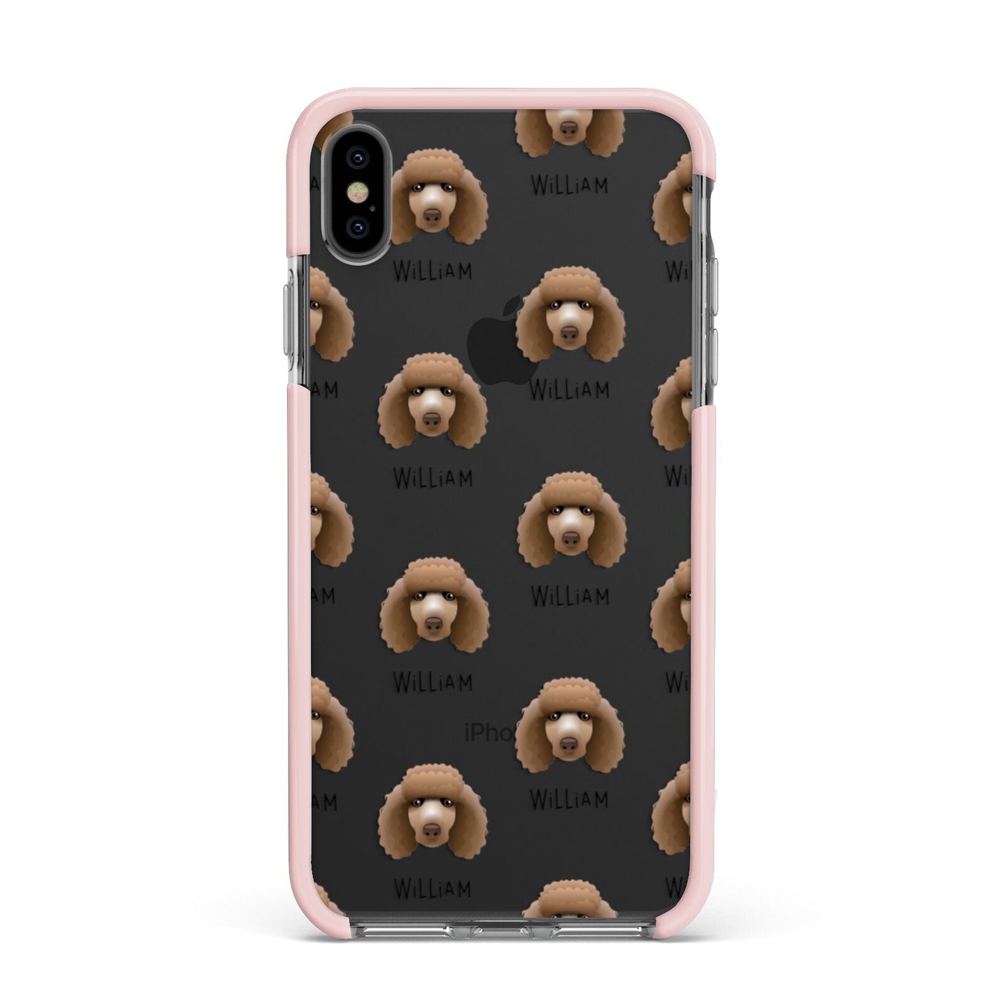 Poodle Icon with Name Apple iPhone Xs Max Impact Case Pink Edge on Black Phone