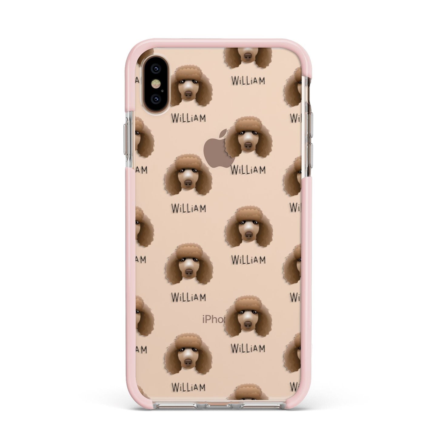 Poodle Icon with Name Apple iPhone Xs Max Impact Case Pink Edge on Gold Phone