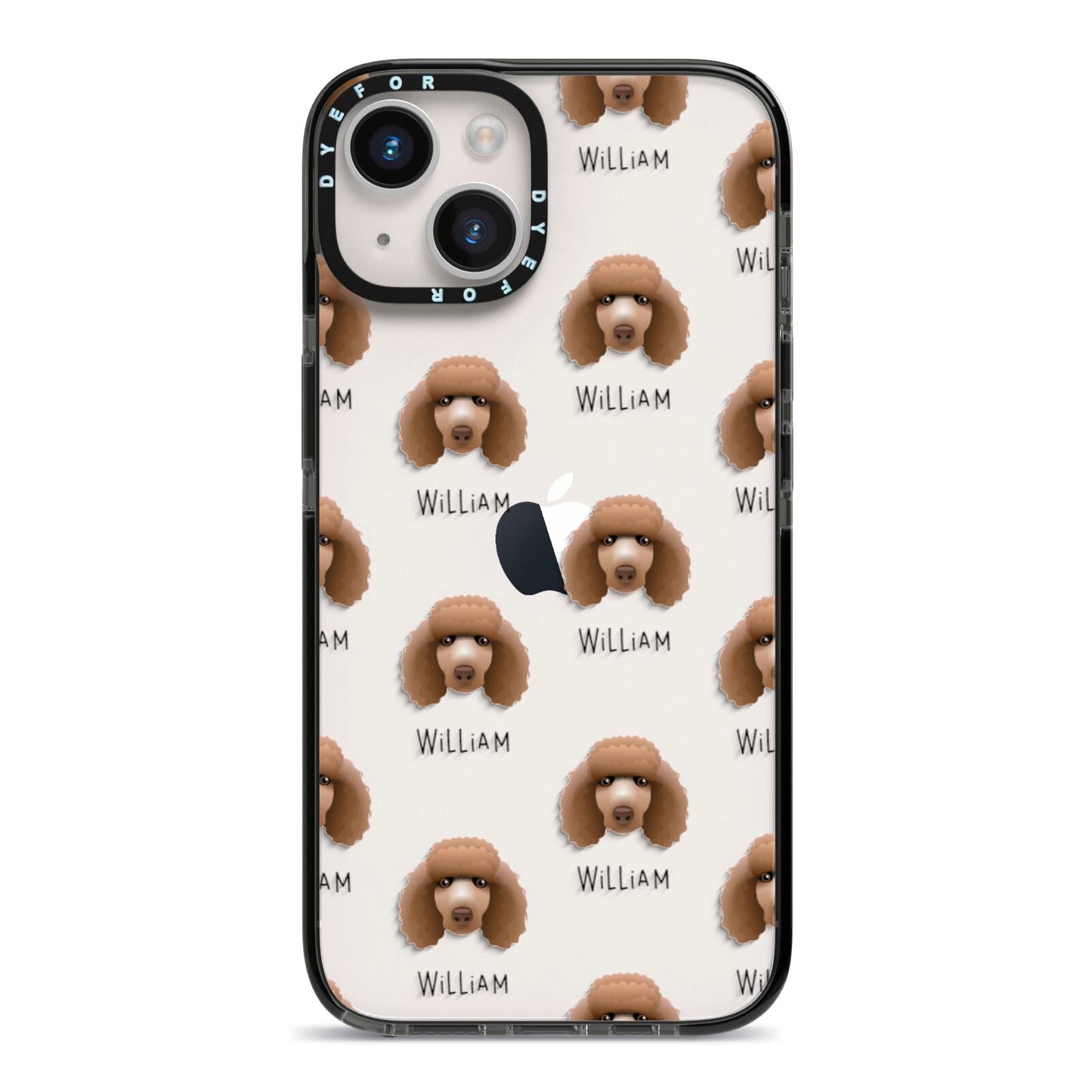 Poodle Icon with Name iPhone 14 Black Impact Case on Silver phone