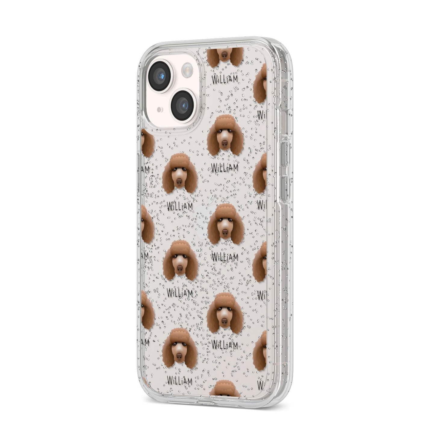 Poodle Icon with Name iPhone 14 Glitter Tough Case Starlight Angled Image