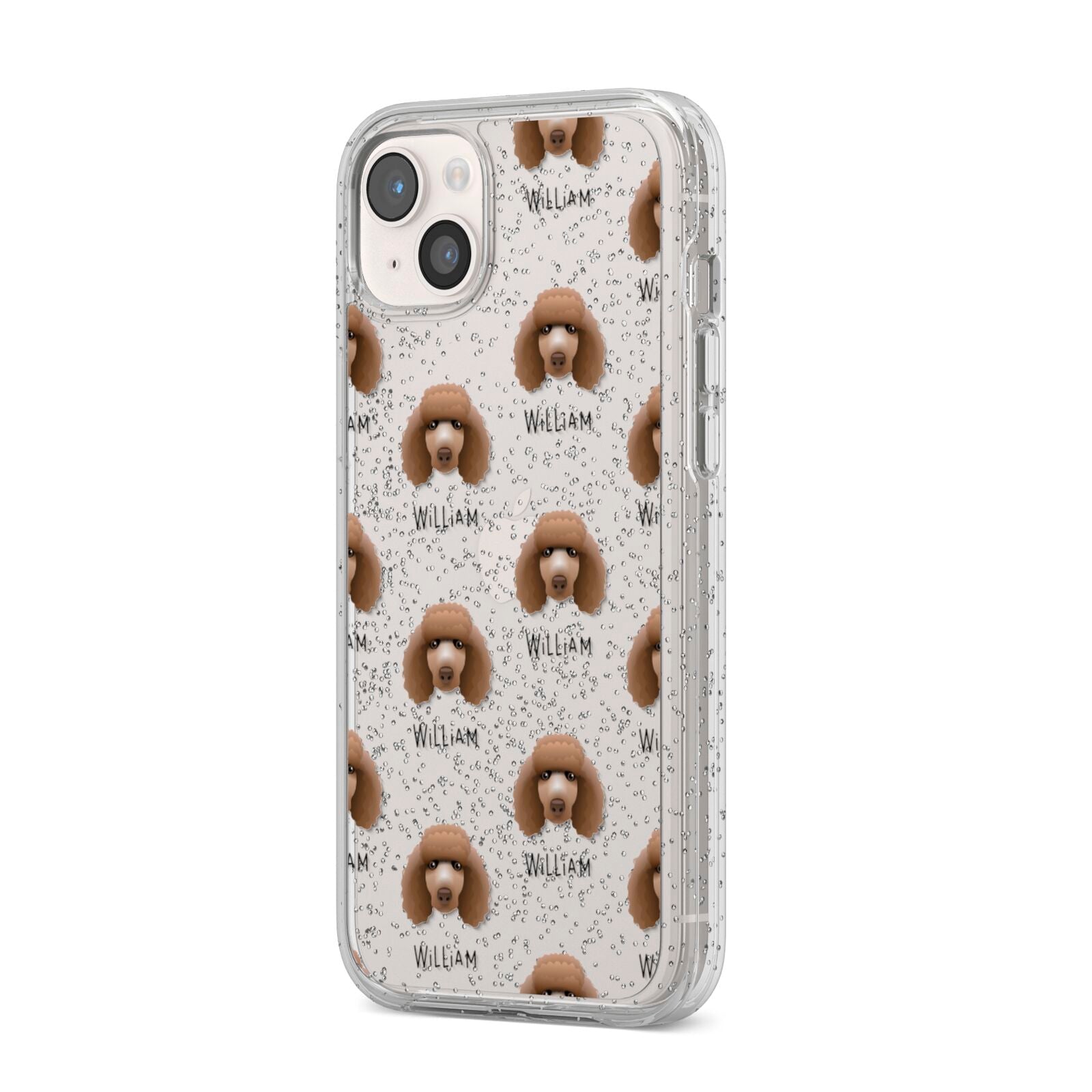 Poodle Icon with Name iPhone 14 Plus Glitter Tough Case Starlight Angled Image