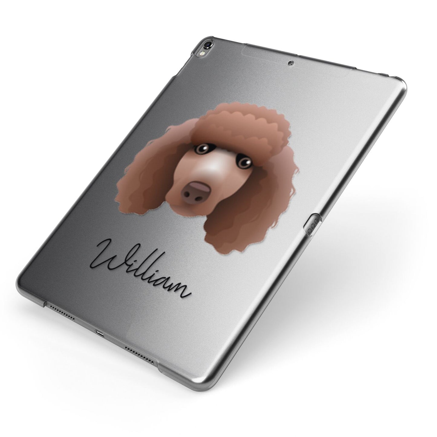 Poodle Personalised Apple iPad Case on Grey iPad Side View