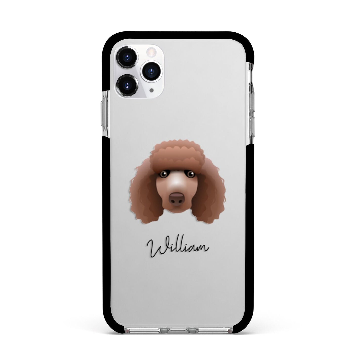 Poodle Personalised Apple iPhone 11 Pro Max in Silver with Black Impact Case