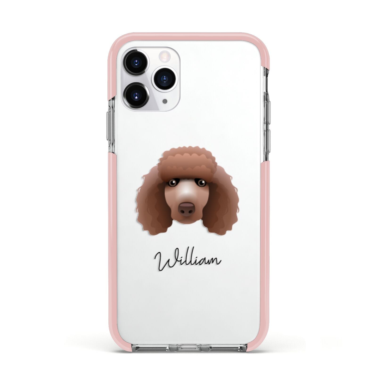 Poodle Personalised Apple iPhone 11 Pro in Silver with Pink Impact Case