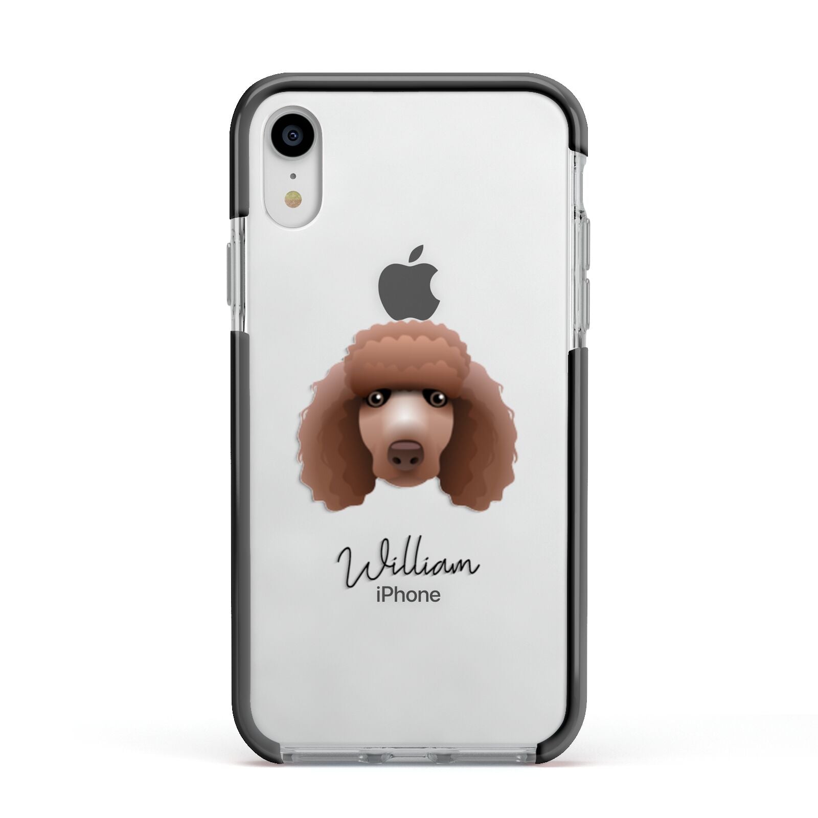 Poodle Personalised Apple iPhone XR Impact Case Black Edge on Silver Phone