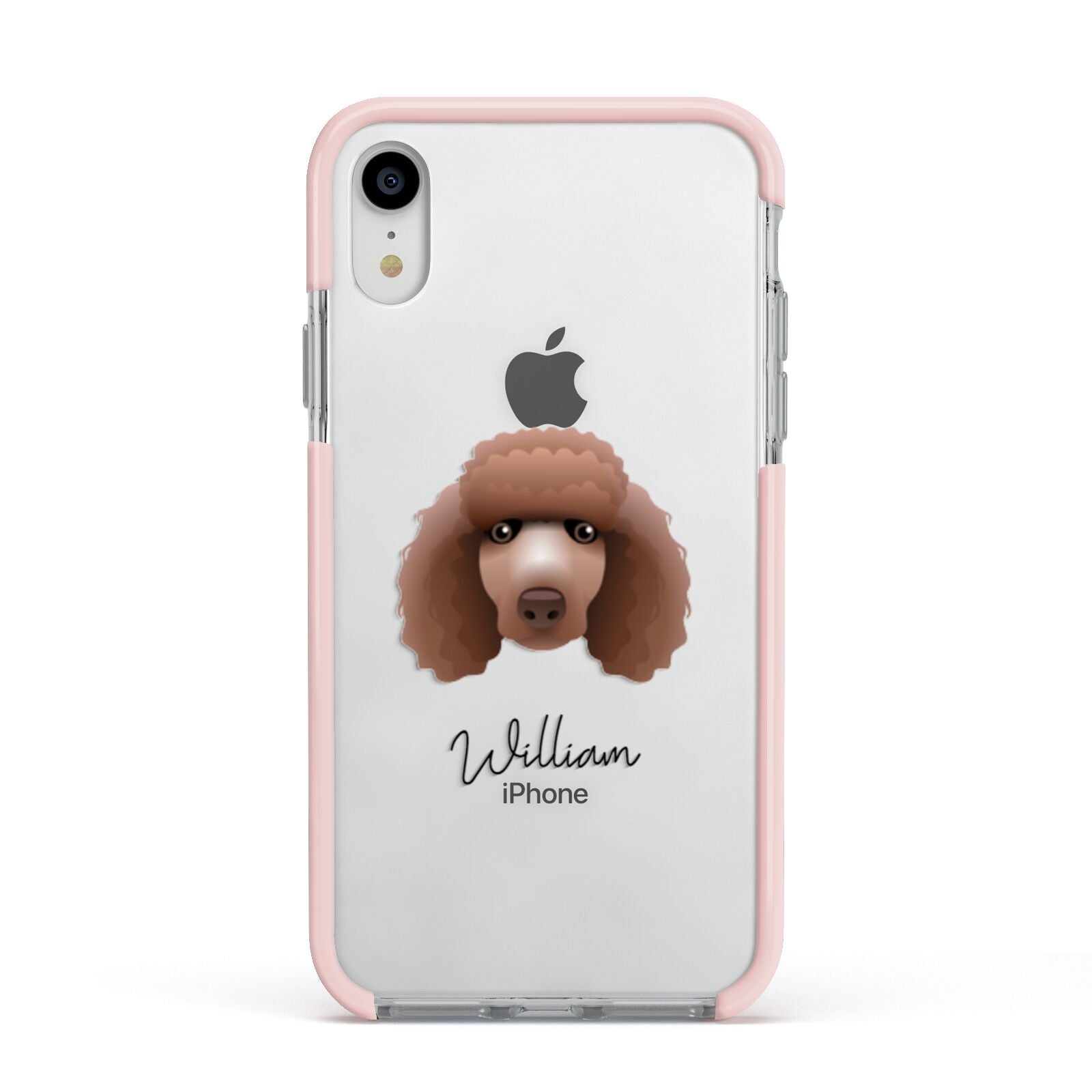 Poodle Personalised Apple iPhone XR Impact Case Pink Edge on Silver Phone
