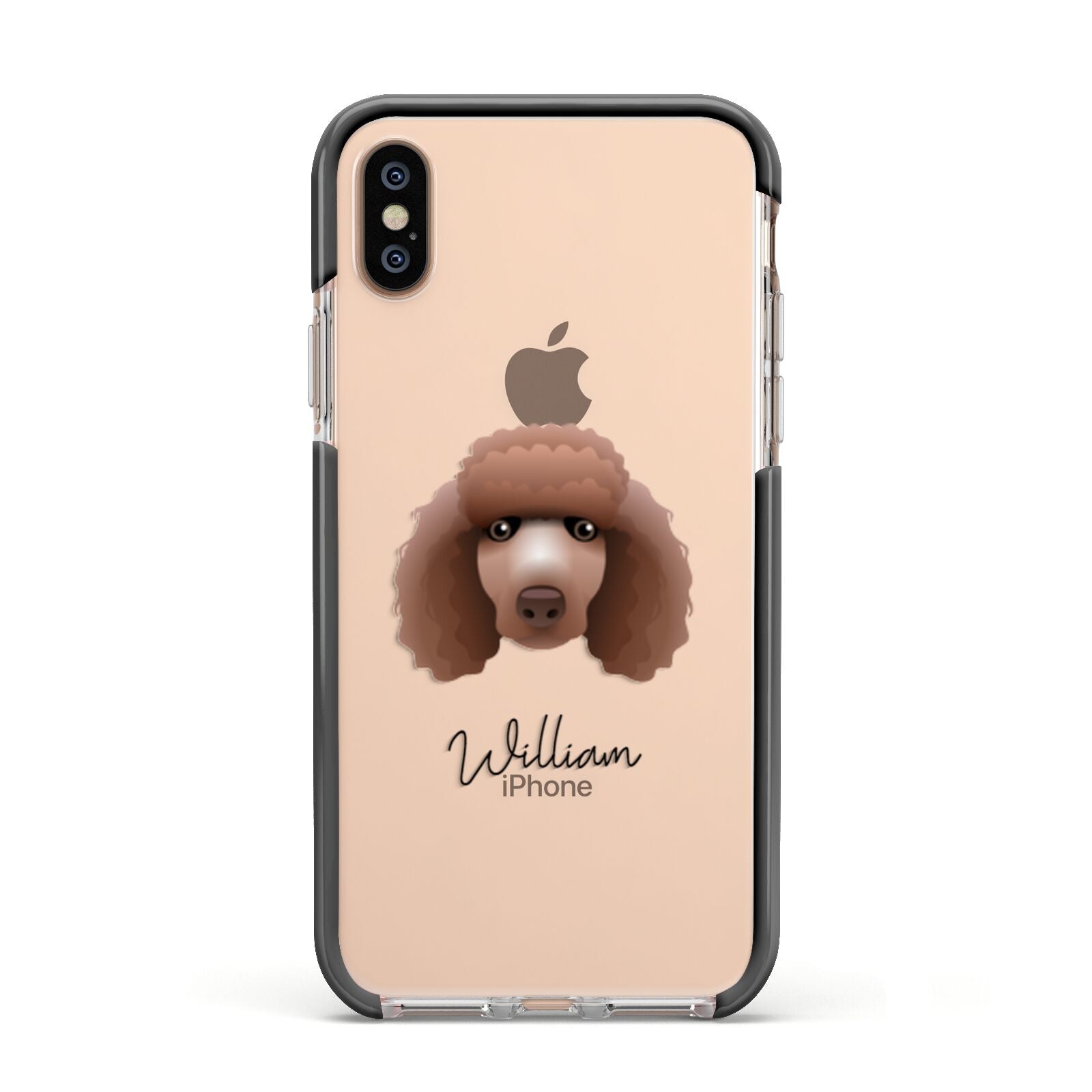 Poodle Personalised Apple iPhone Xs Impact Case Black Edge on Gold Phone