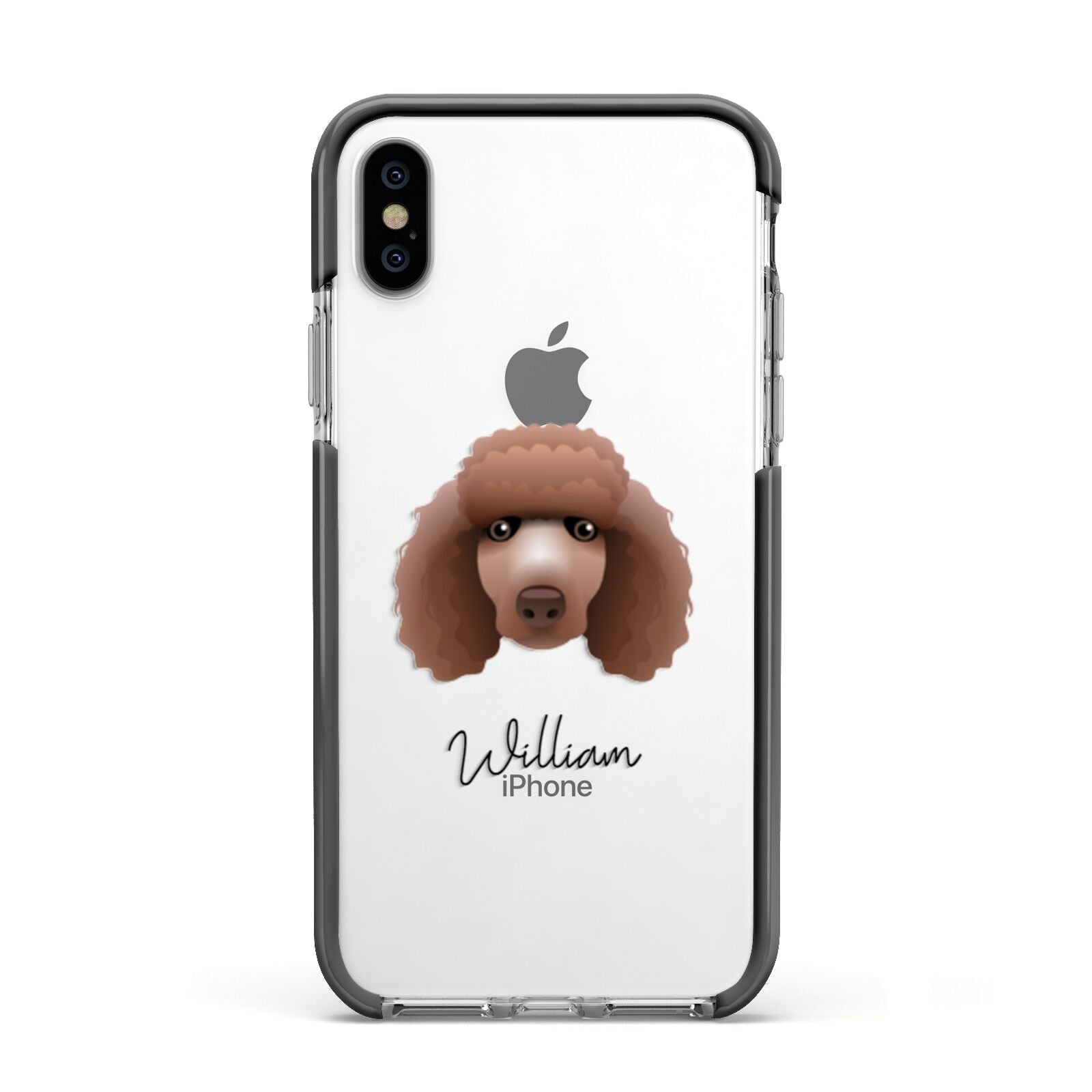 Poodle Personalised Apple iPhone Xs Impact Case Black Edge on Silver Phone