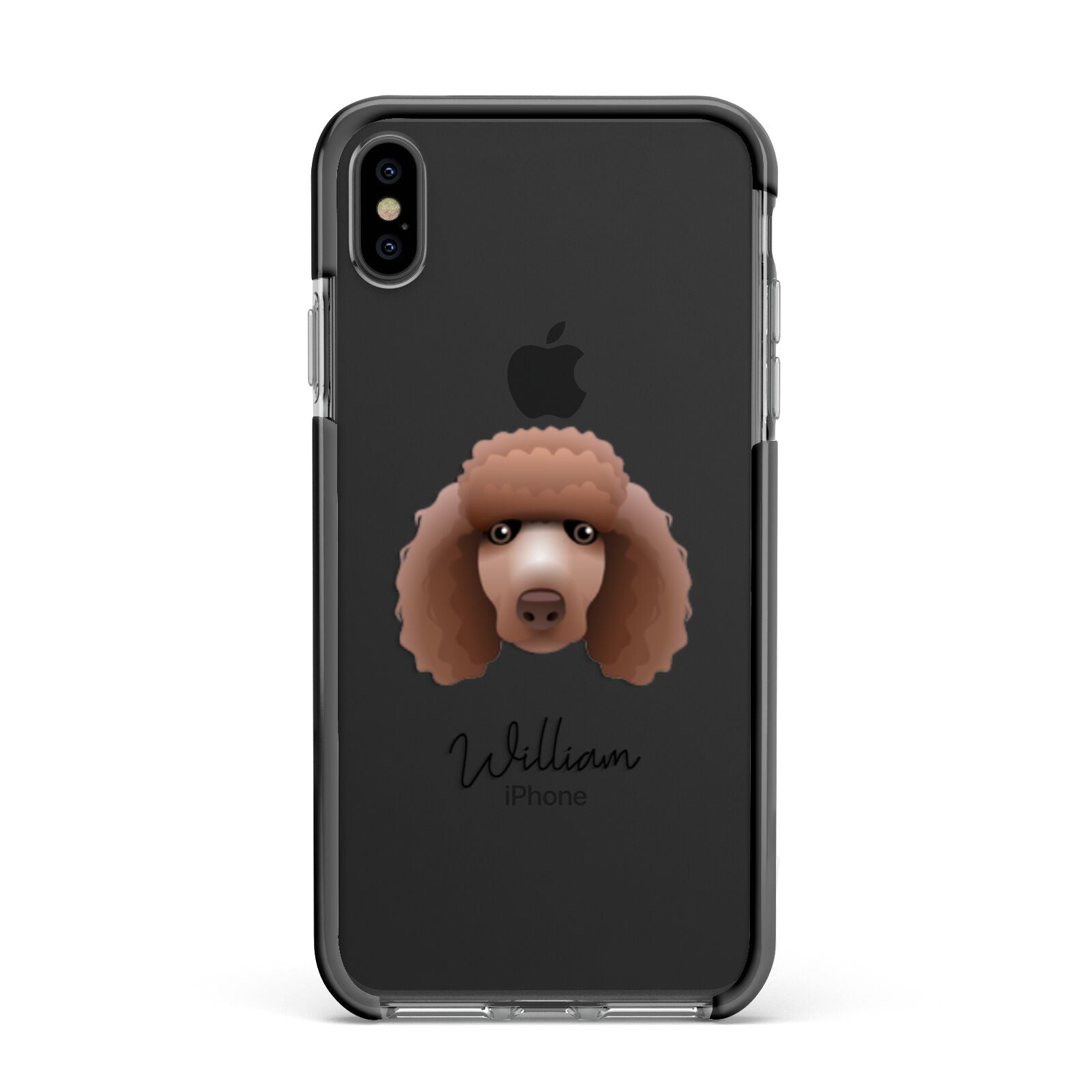 Poodle Personalised Apple iPhone Xs Max Impact Case Black Edge on Black Phone