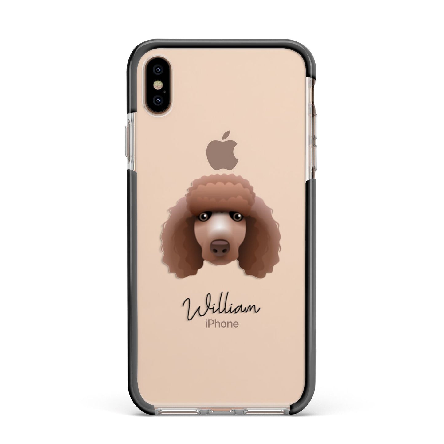 Poodle Personalised Apple iPhone Xs Max Impact Case Black Edge on Gold Phone