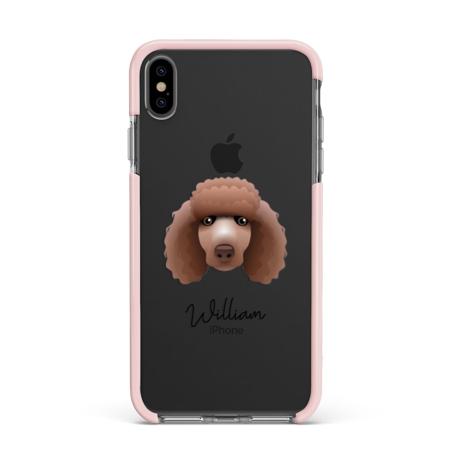Poodle Personalised Apple iPhone Xs Max Impact Case Pink Edge on Black Phone