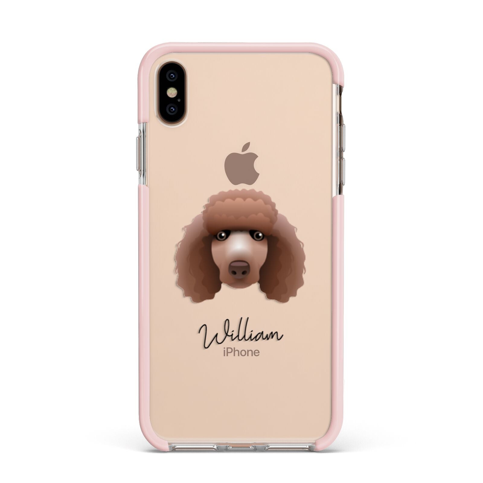 Poodle Personalised Apple iPhone Xs Max Impact Case Pink Edge on Gold Phone