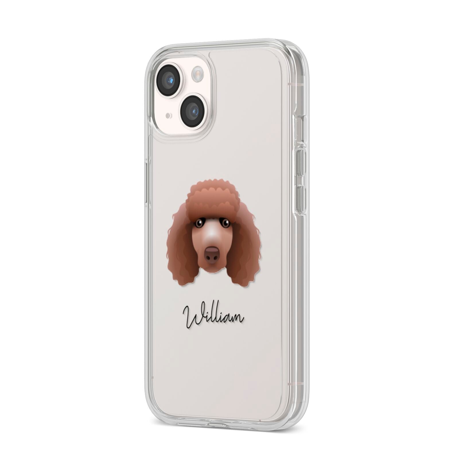 Poodle Personalised iPhone 14 Clear Tough Case Starlight Angled Image
