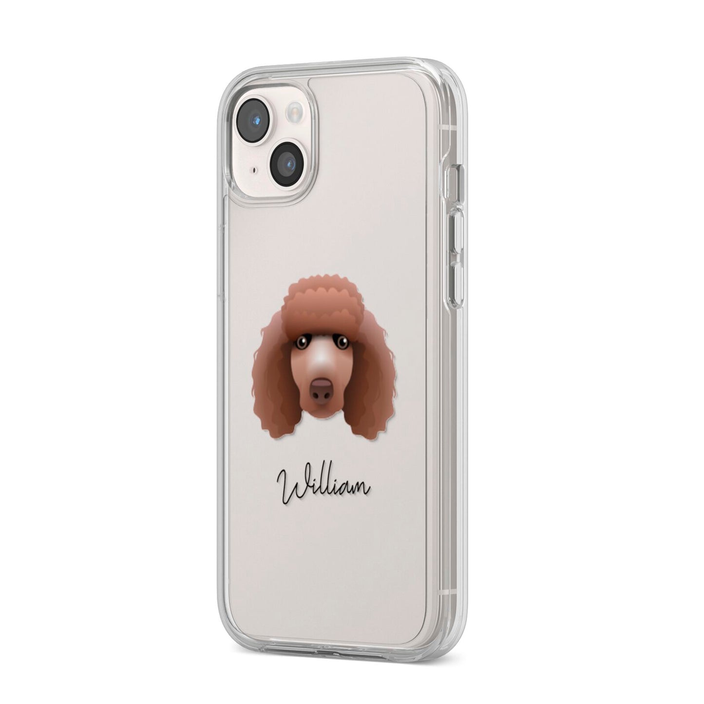 Poodle Personalised iPhone 14 Plus Clear Tough Case Starlight Angled Image