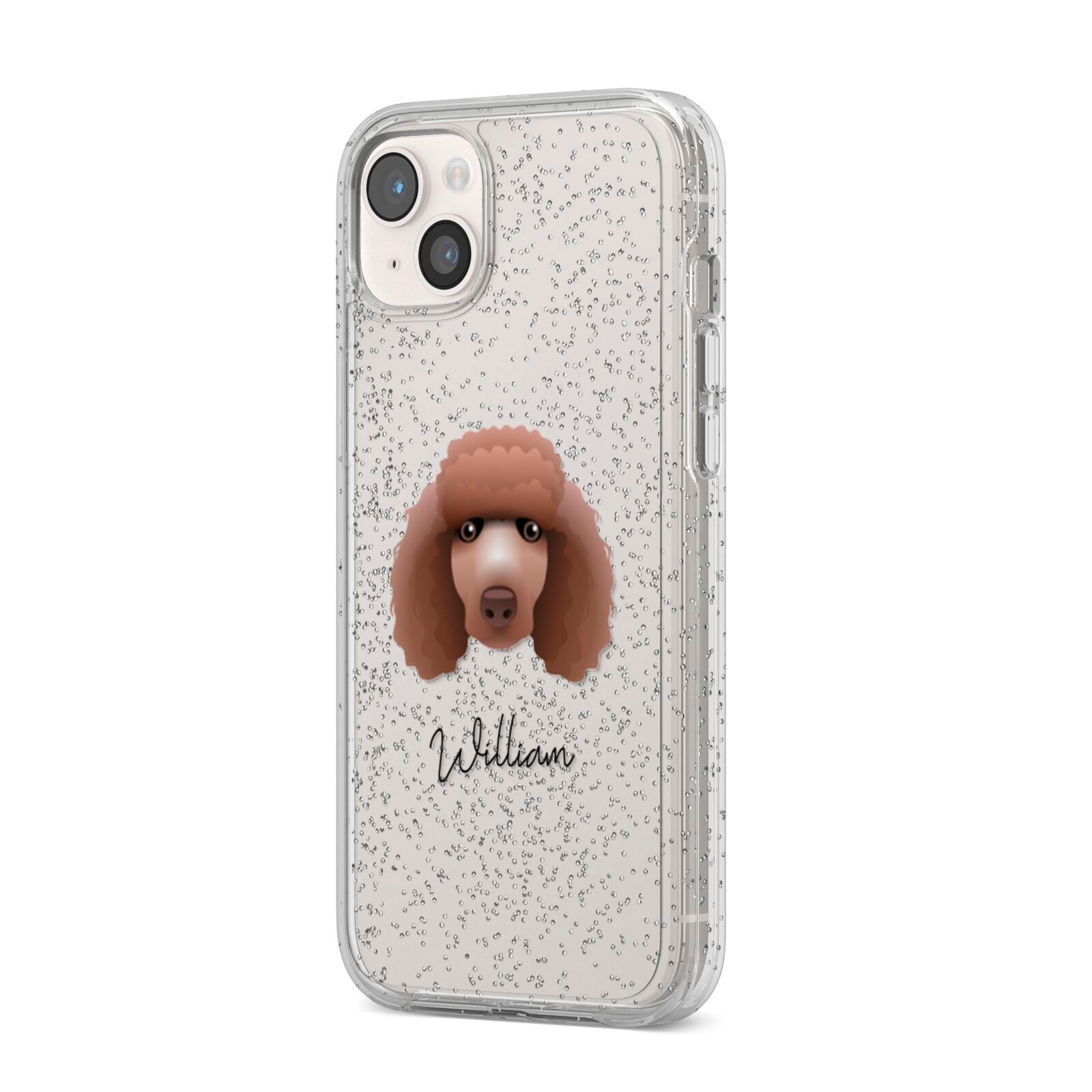 Poodle Personalised iPhone 14 Plus Glitter Tough Case Starlight Angled Image