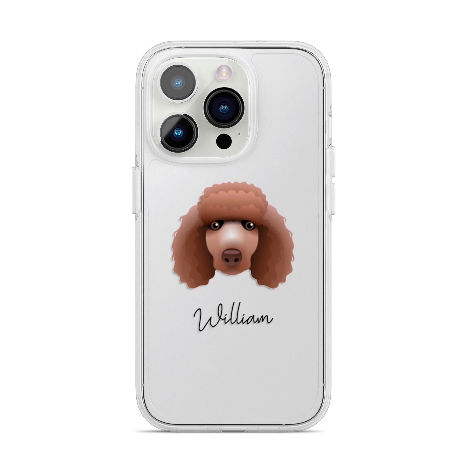 Poodle Personalised iPhone 14 Pro Clear Tough Case Silver