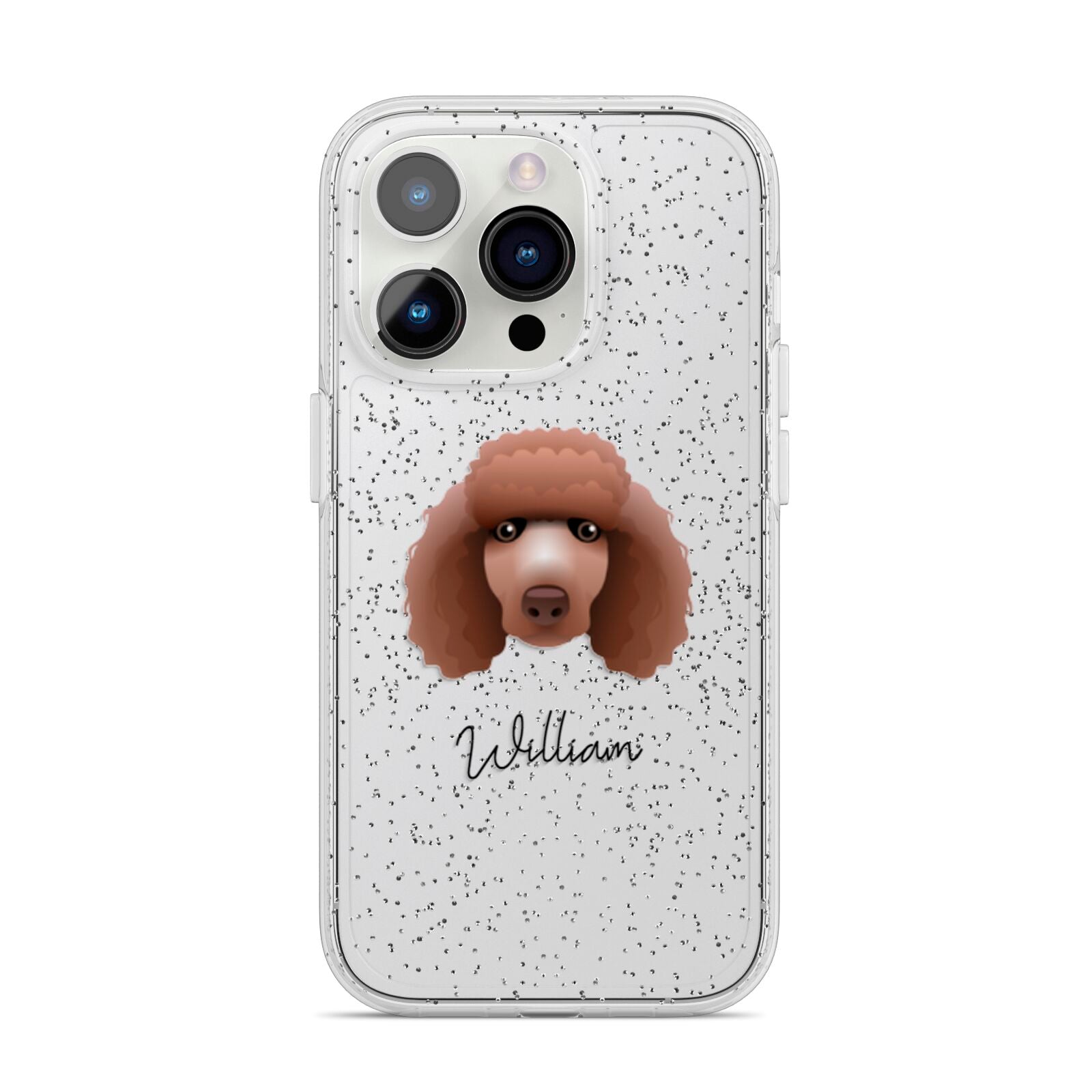 Poodle Personalised iPhone 14 Pro Glitter Tough Case Silver