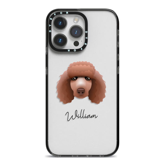 Poodle Personalised iPhone 14 Pro Max Black Impact Case on Silver phone