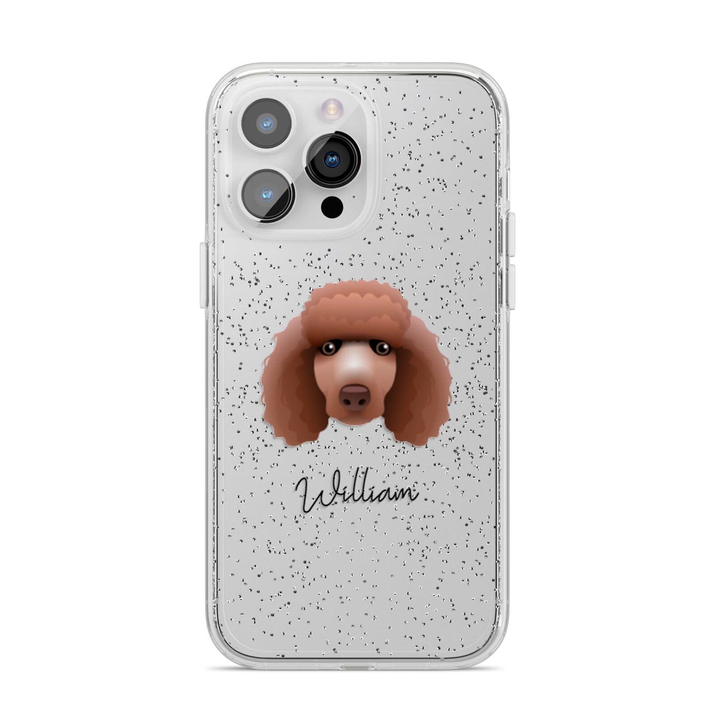 Poodle Personalised iPhone 14 Pro Max Glitter Tough Case Silver
