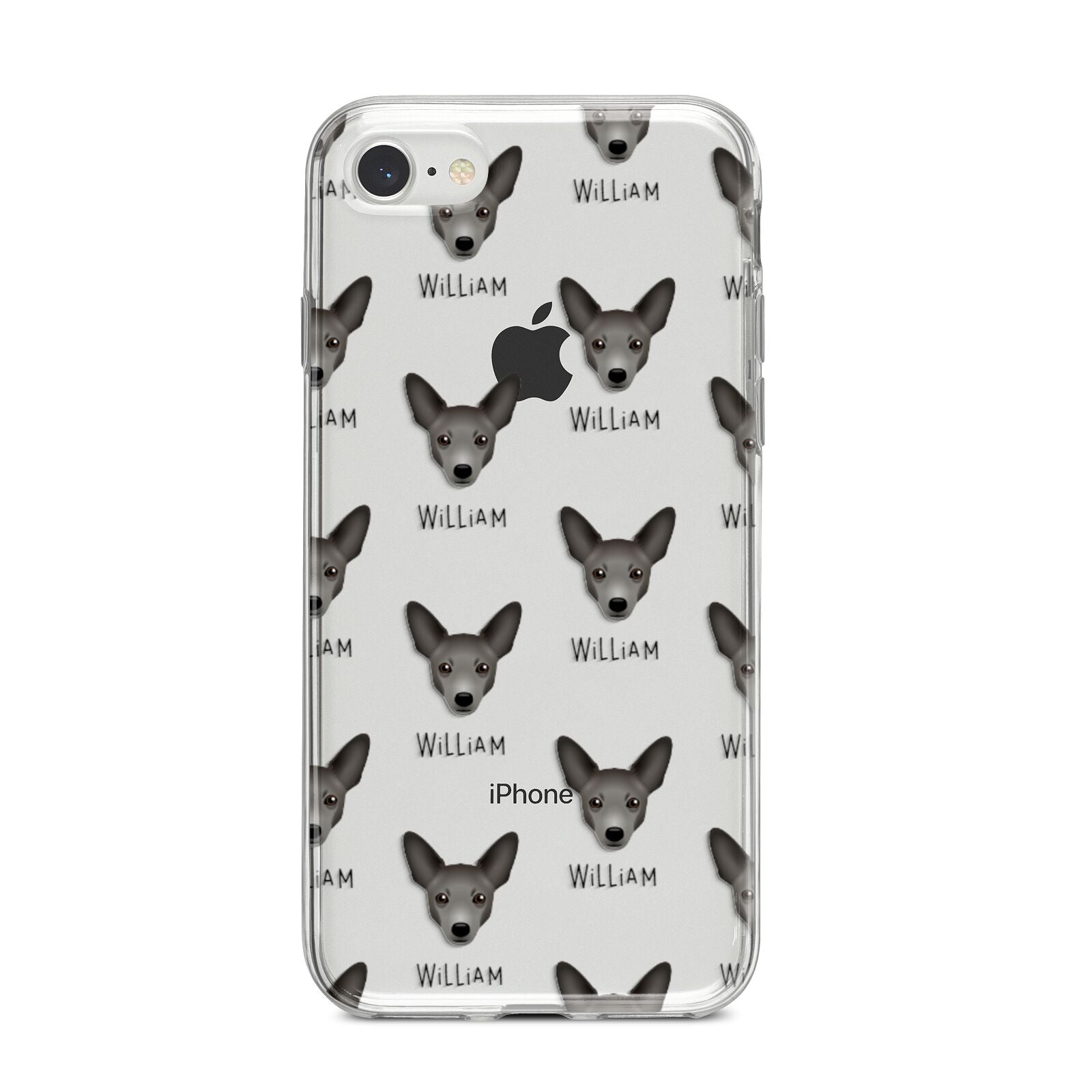 Portuguese Podengo Icon with Name iPhone 8 Bumper Case on Silver iPhone