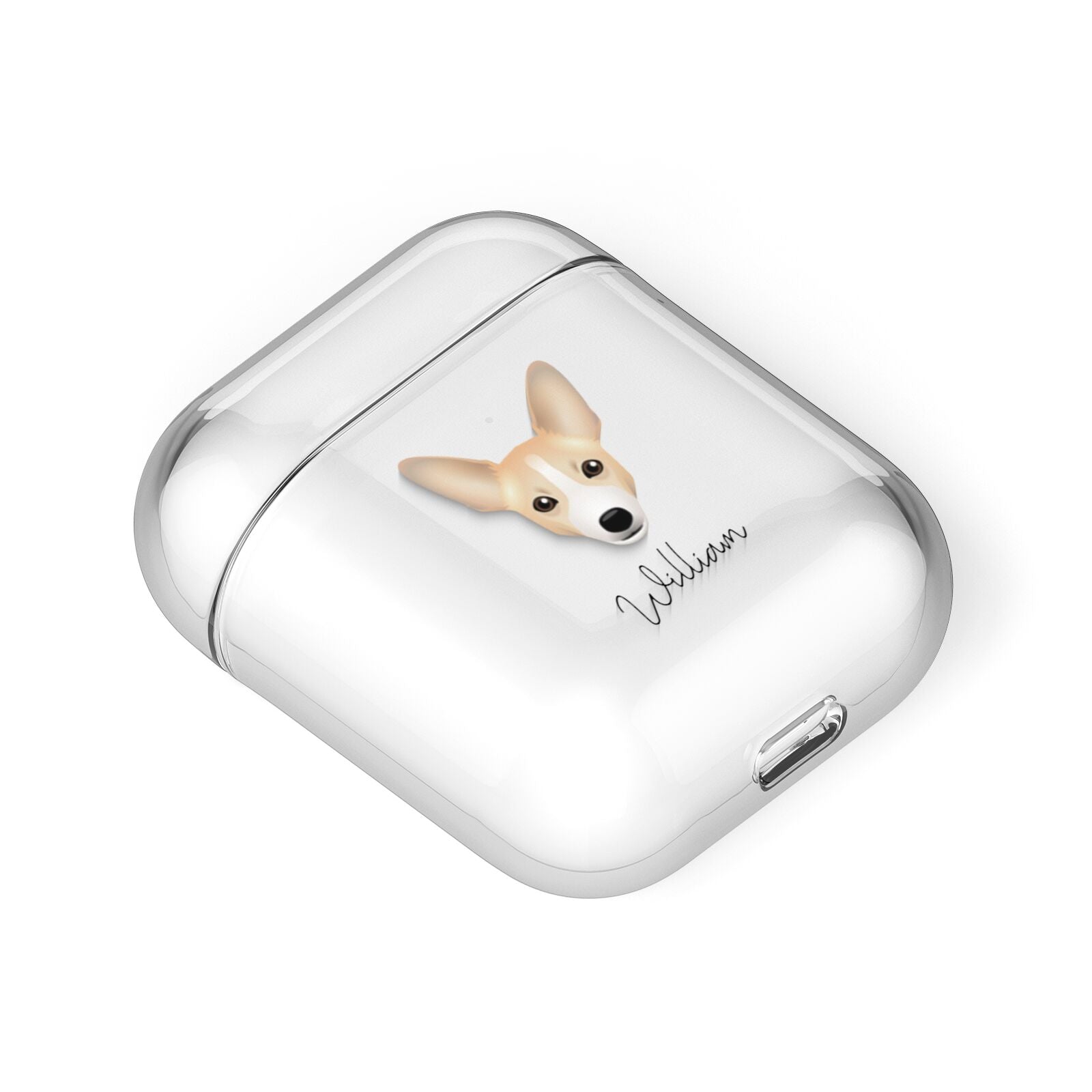 Portuguese Podengo Personalised AirPods Case Laid Flat