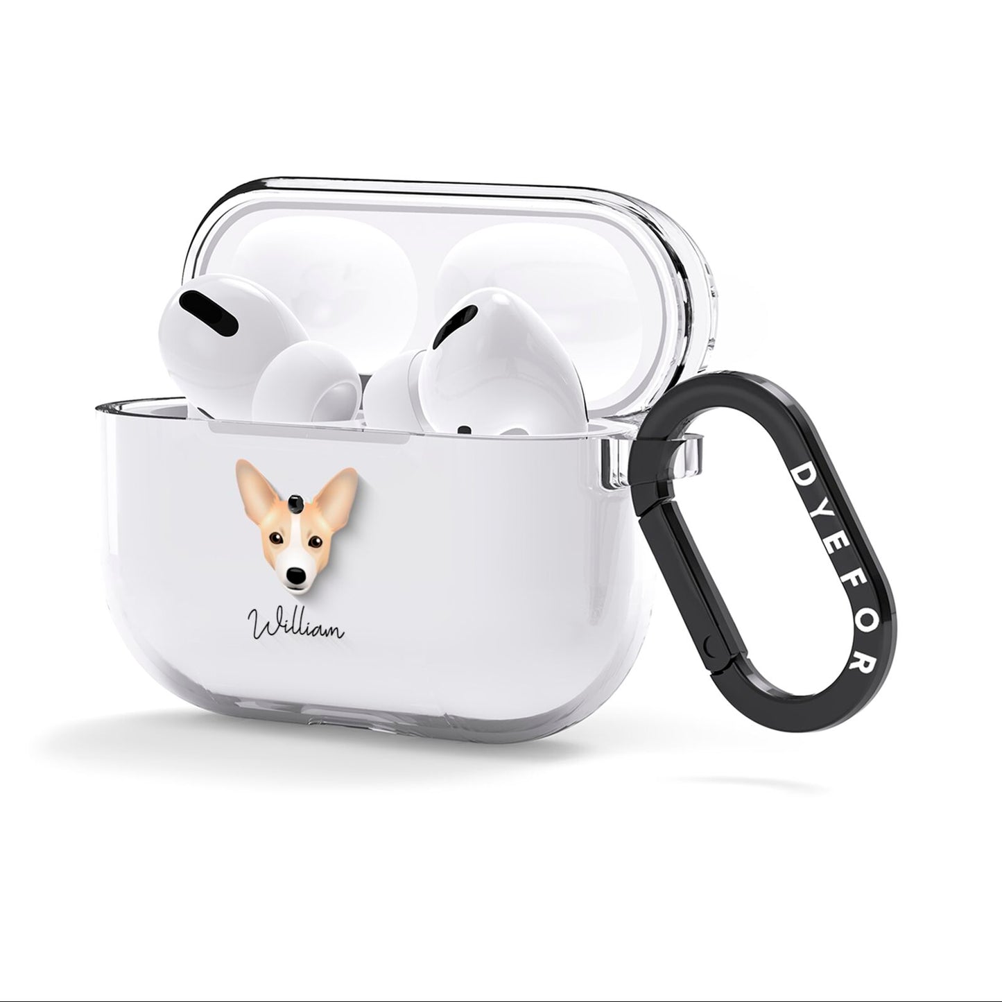 Portuguese Podengo Personalised AirPods Clear Case 3rd Gen Side Image