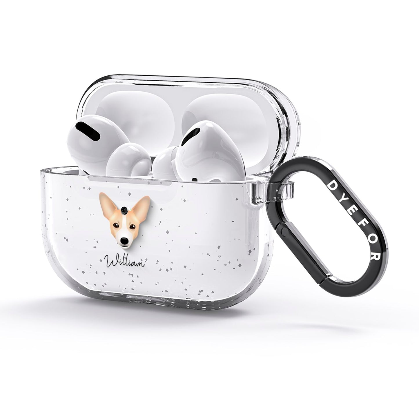 Portuguese Podengo Personalised AirPods Glitter Case 3rd Gen Side Image