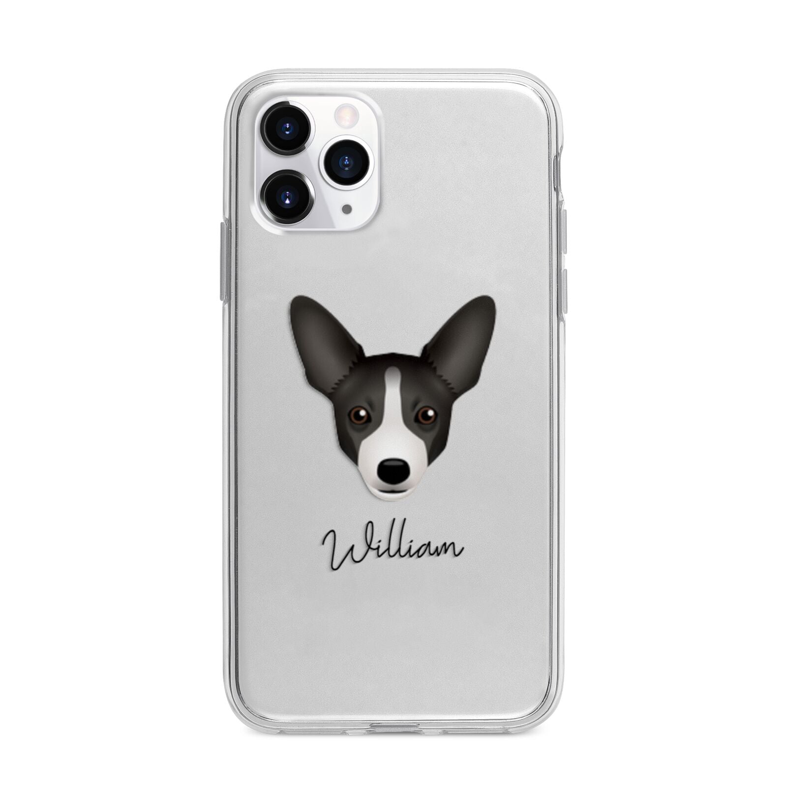 Portuguese Podengo Personalised Apple iPhone 11 Pro Max in Silver with Bumper Case