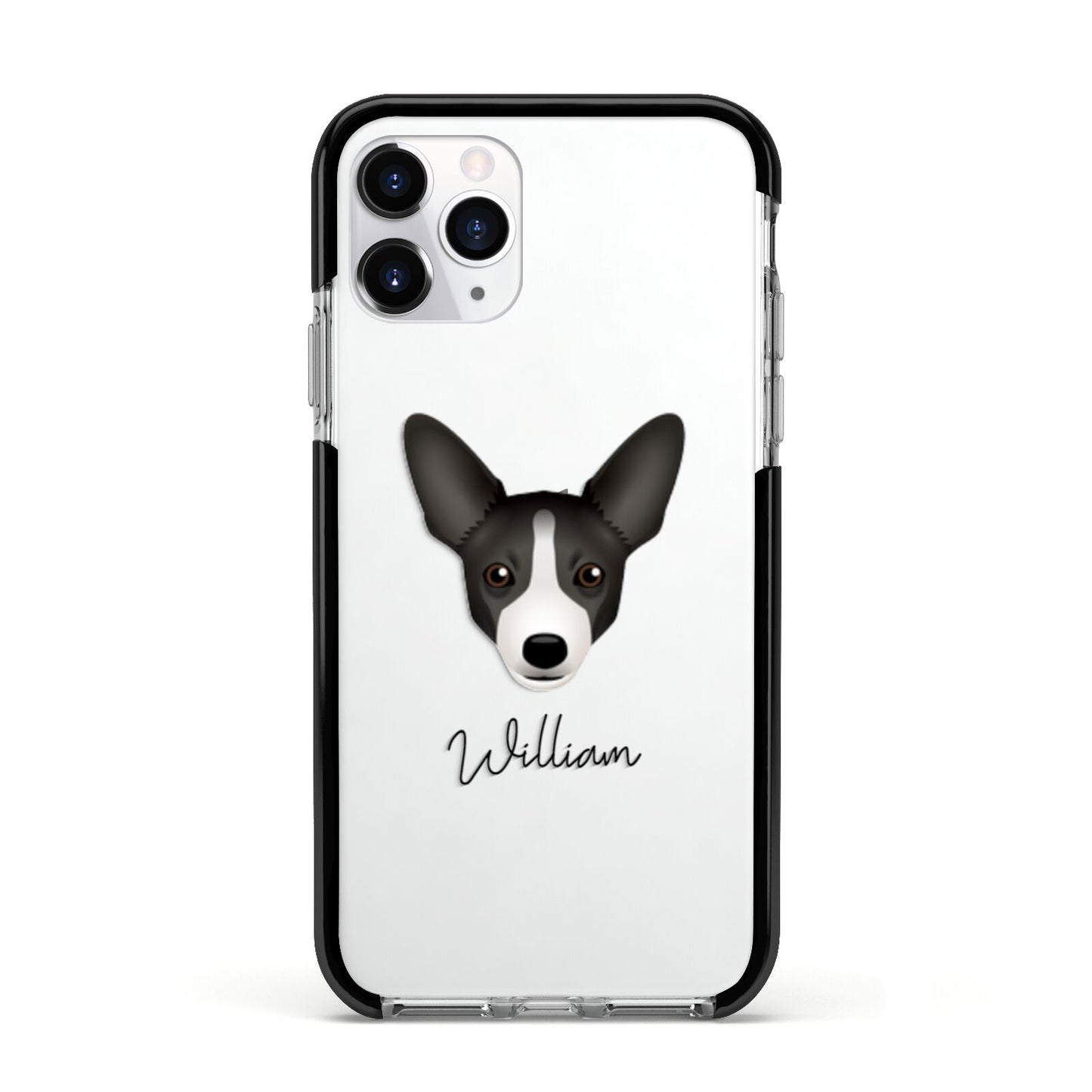 Portuguese Podengo Personalised Apple iPhone 11 Pro in Silver with Black Impact Case