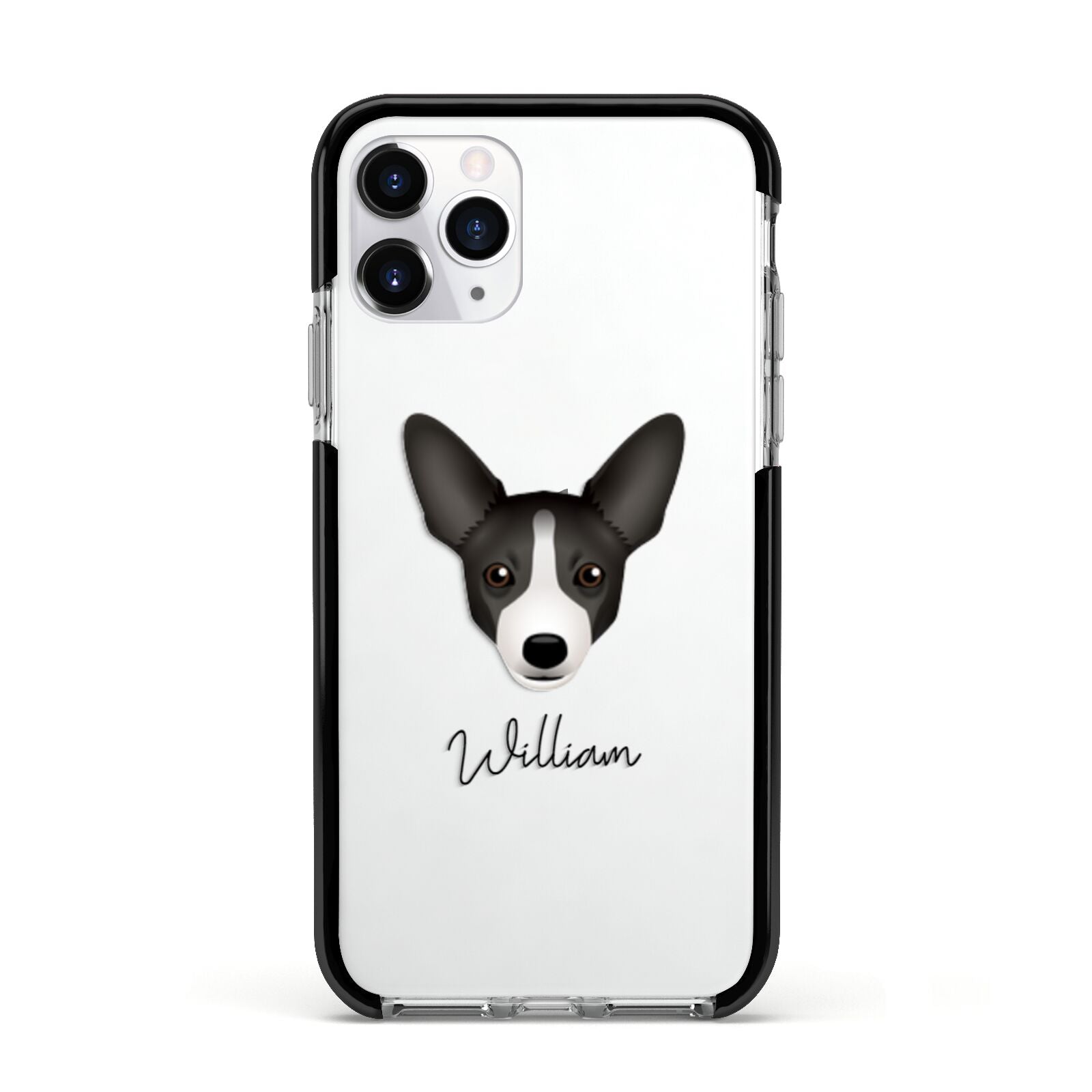 Portuguese Podengo Personalised Apple iPhone 11 Pro in Silver with Black Impact Case