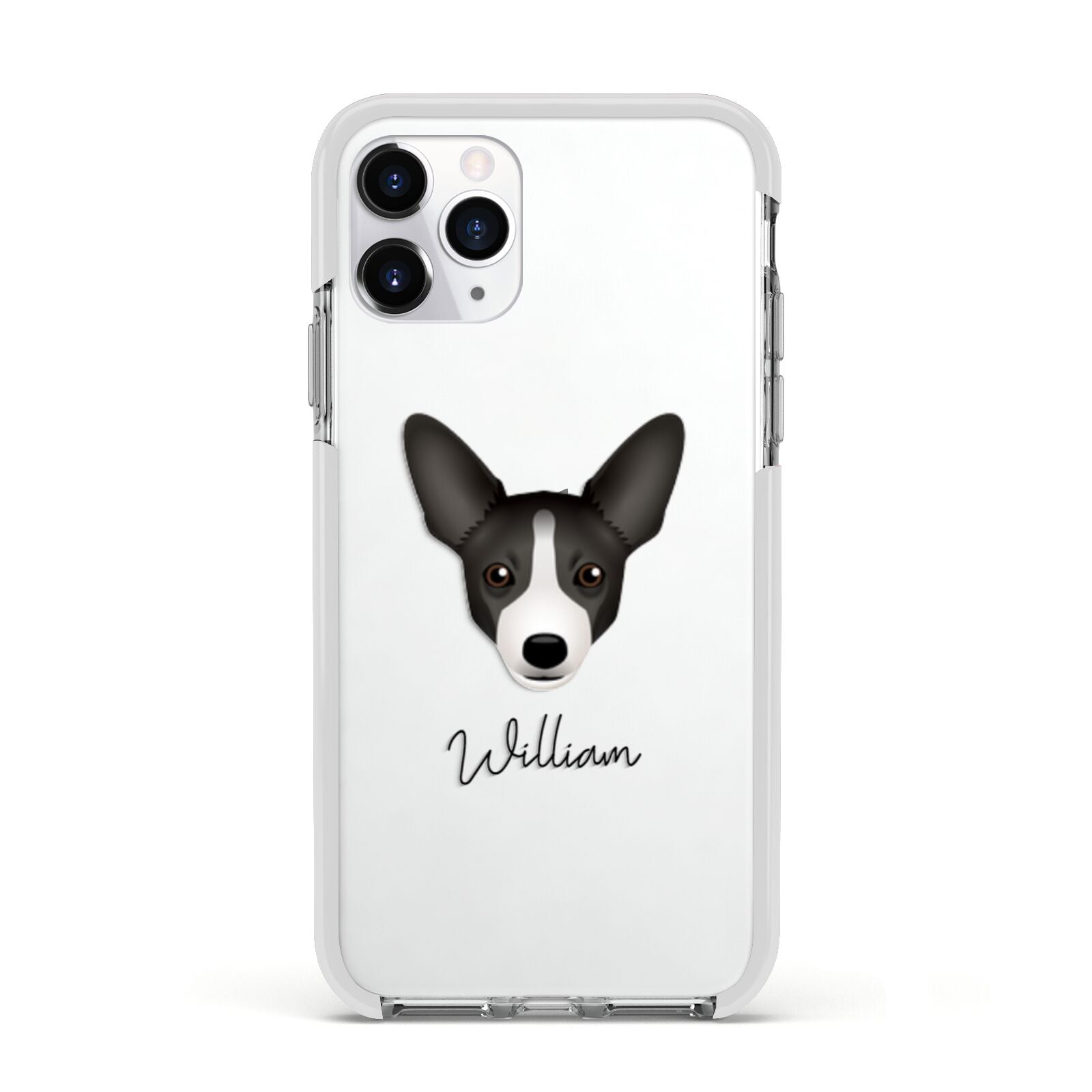 Portuguese Podengo Personalised Apple iPhone 11 Pro in Silver with White Impact Case