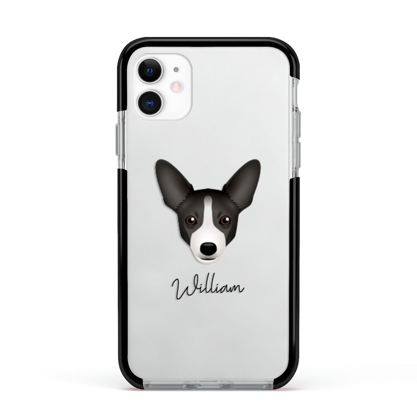 Portuguese Podengo Personalised Apple iPhone 11 in White with Black Impact Case