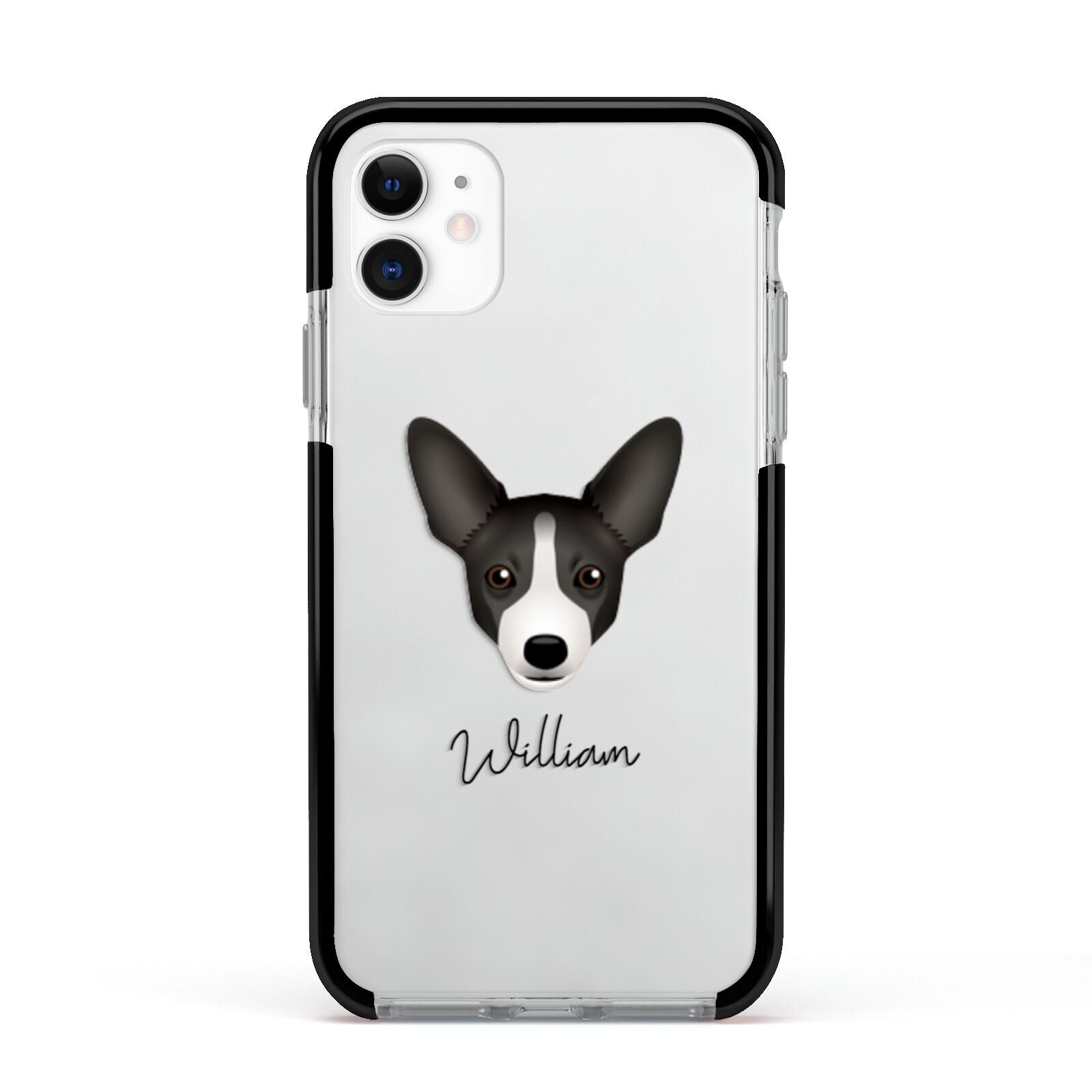 Portuguese Podengo Personalised Apple iPhone 11 in White with Black Impact Case