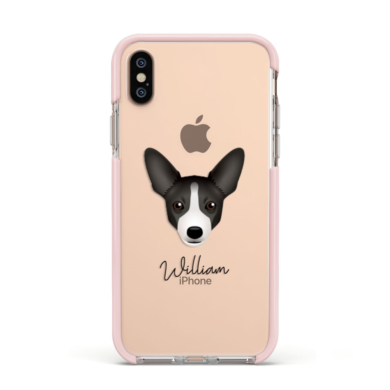 Portuguese Podengo Personalised Apple iPhone Xs Impact Case Pink Edge on Gold Phone