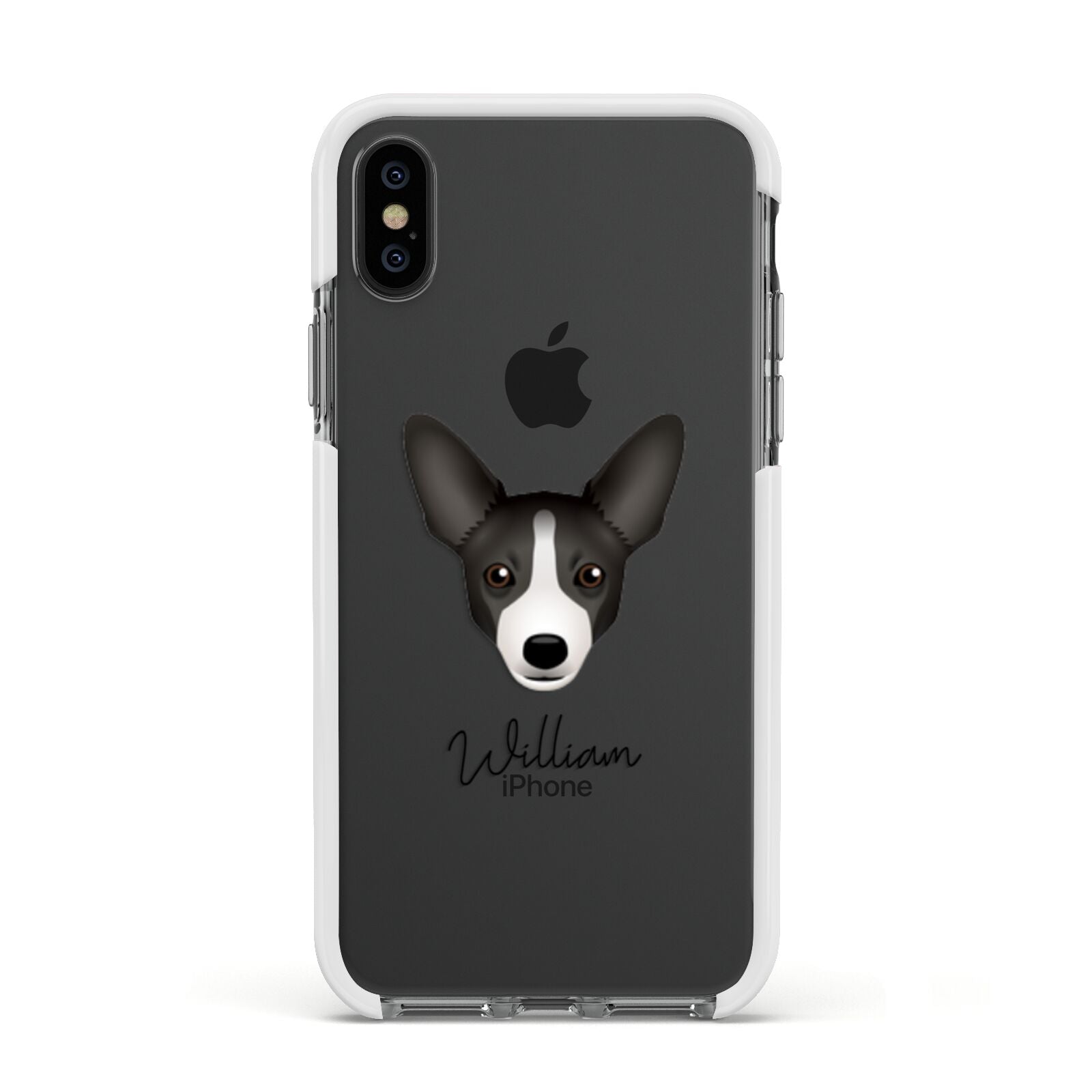 Portuguese Podengo Personalised Apple iPhone Xs Impact Case White Edge on Black Phone