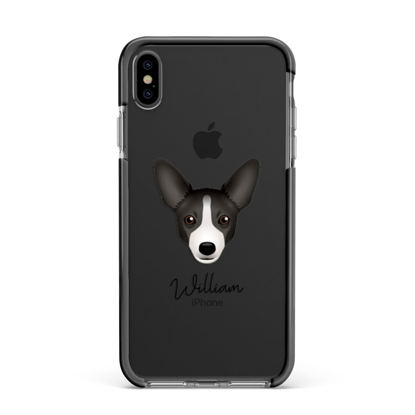 Portuguese Podengo Personalised Apple iPhone Xs Max Impact Case Black Edge on Black Phone