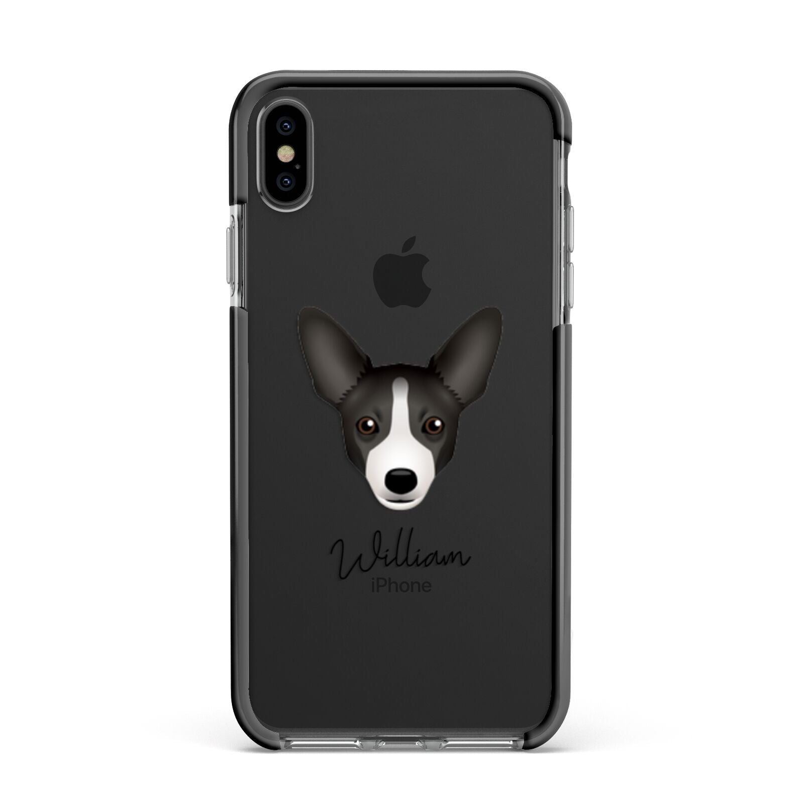 Portuguese Podengo Personalised Apple iPhone Xs Max Impact Case Black Edge on Black Phone