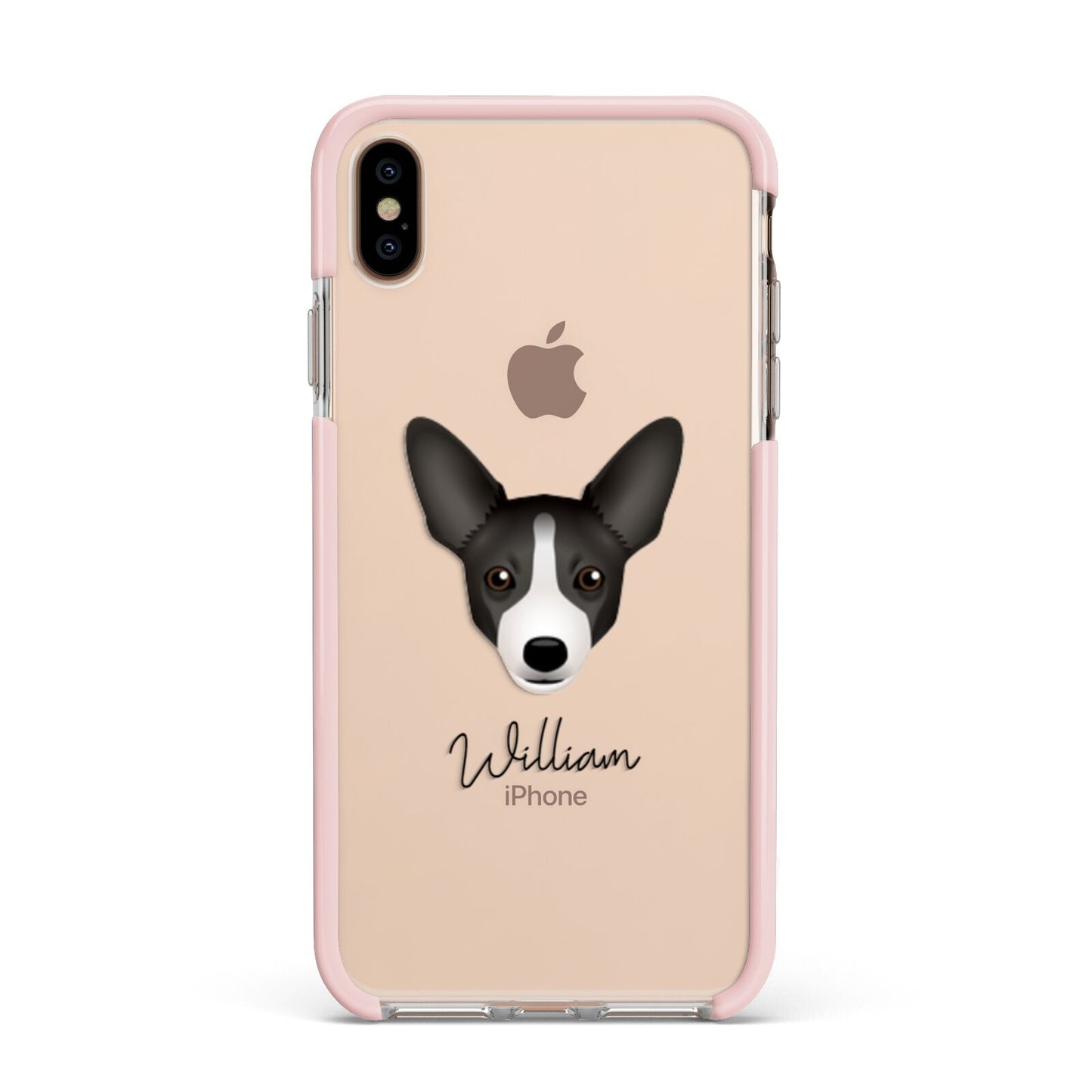 Portuguese Podengo Personalised Apple iPhone Xs Max Impact Case Pink Edge on Gold Phone