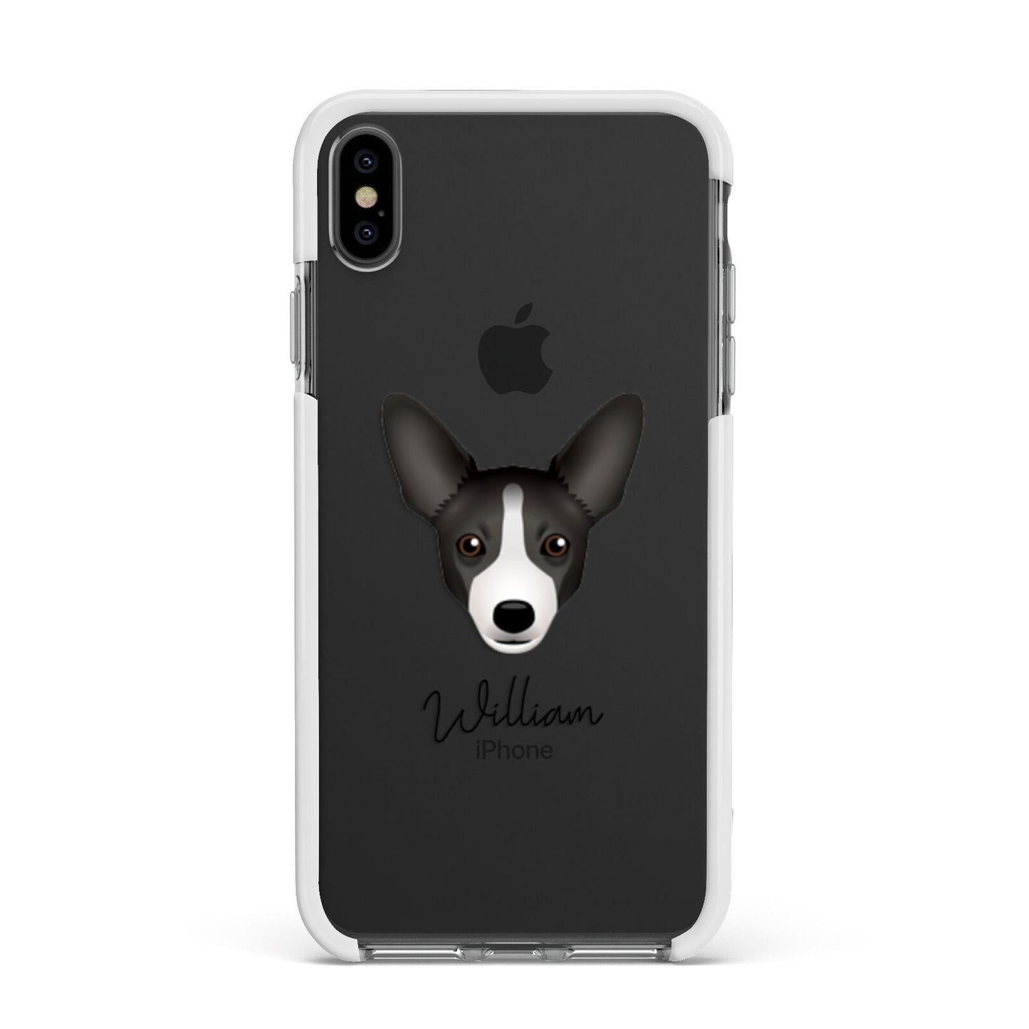 Portuguese Podengo Personalised Apple iPhone Xs Max Impact Case White Edge on Black Phone