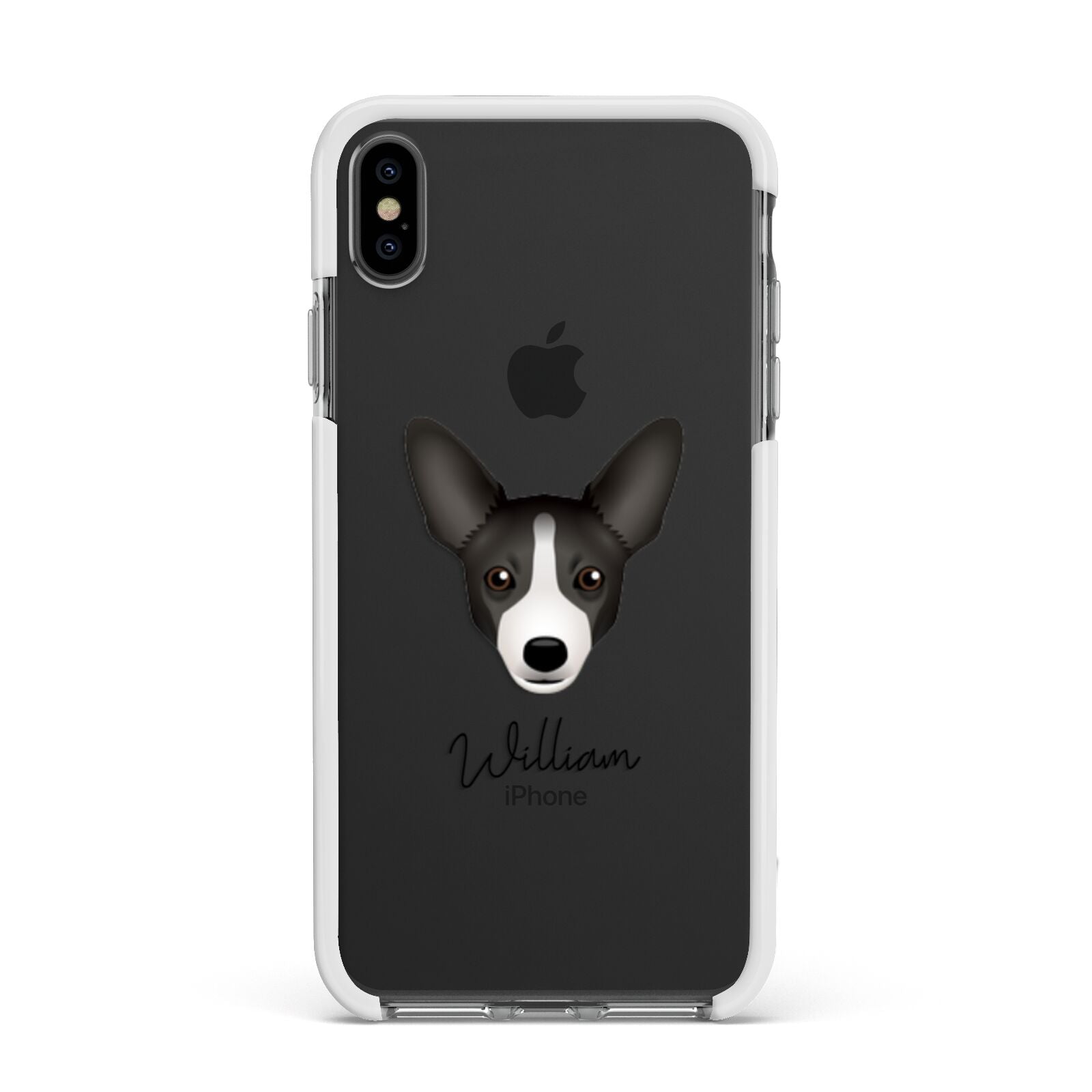 Portuguese Podengo Personalised Apple iPhone Xs Max Impact Case White Edge on Black Phone