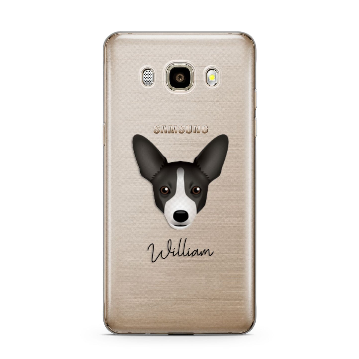 Portuguese Podengo Personalised Samsung Galaxy J7 2016 Case on gold phone