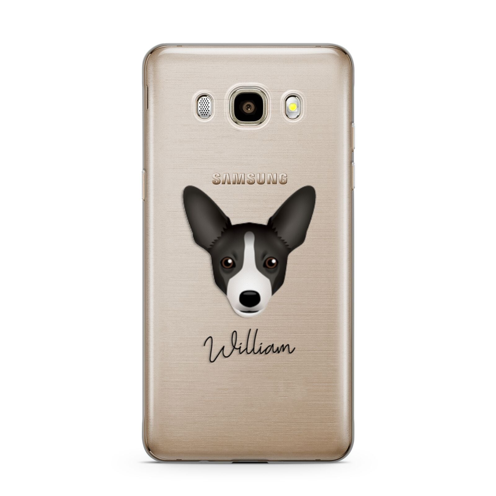 Portuguese Podengo Personalised Samsung Galaxy J7 2016 Case on gold phone