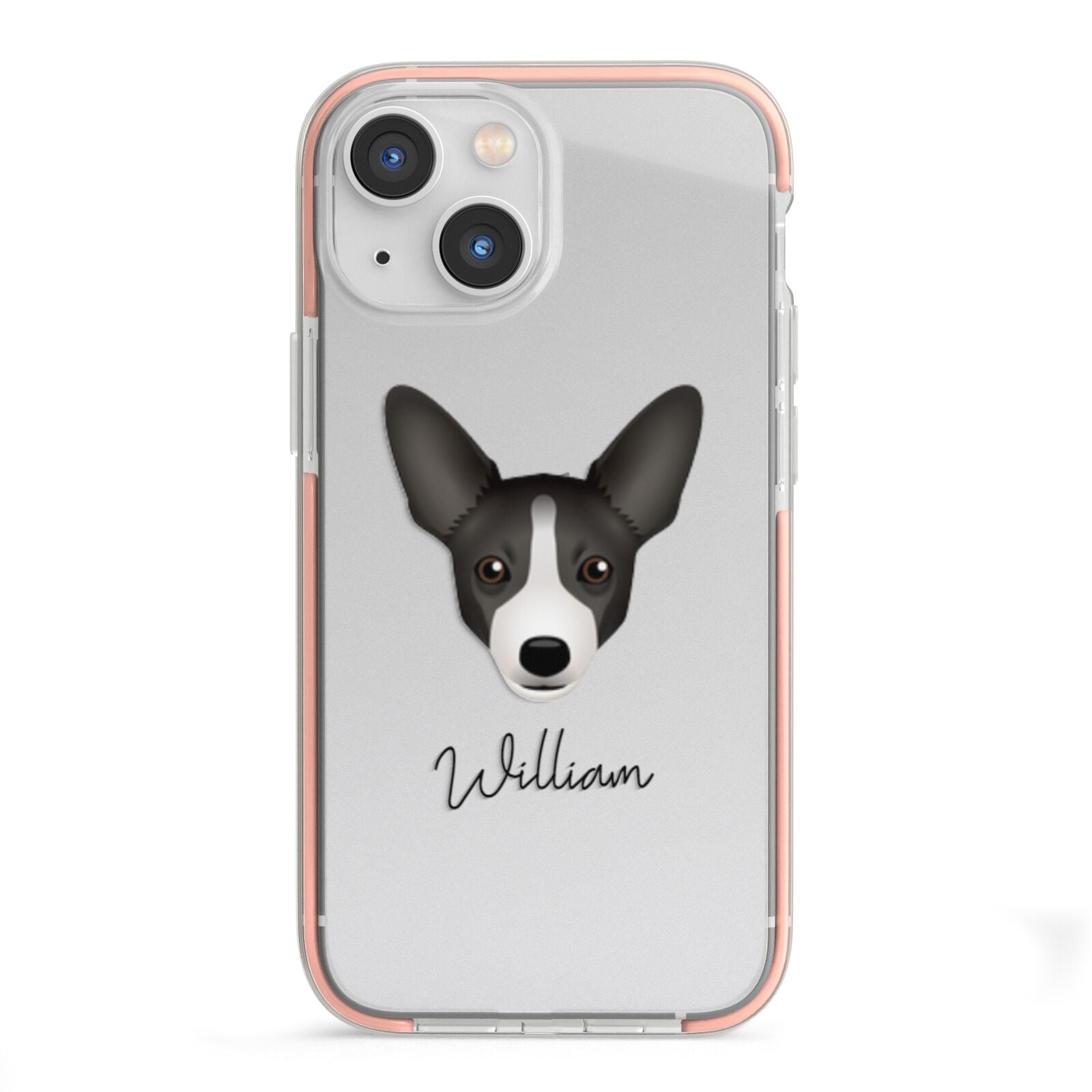 Portuguese Podengo Personalised iPhone 13 Mini TPU Impact Case with Pink Edges