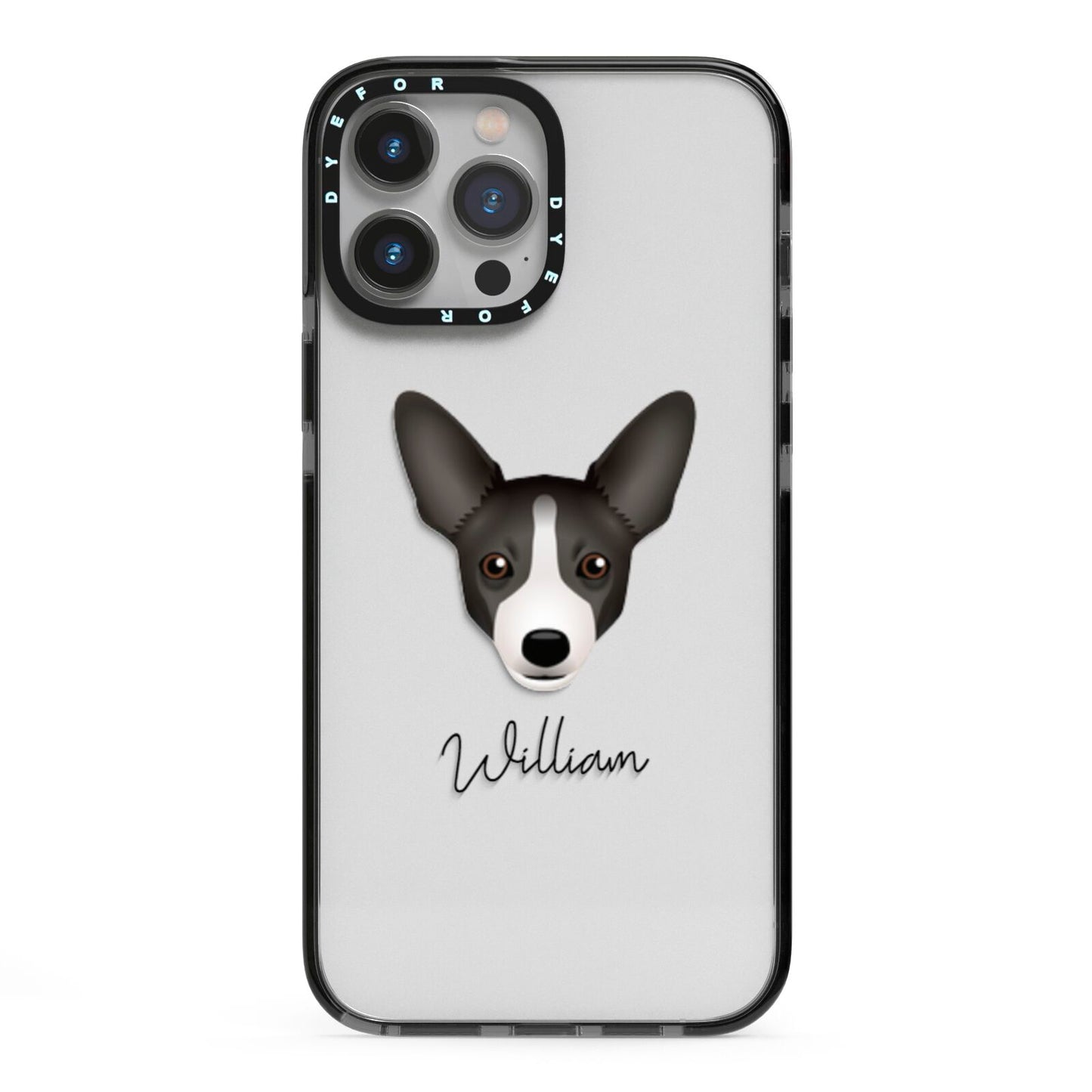 Portuguese Podengo Personalised iPhone 13 Pro Max Black Impact Case on Silver phone